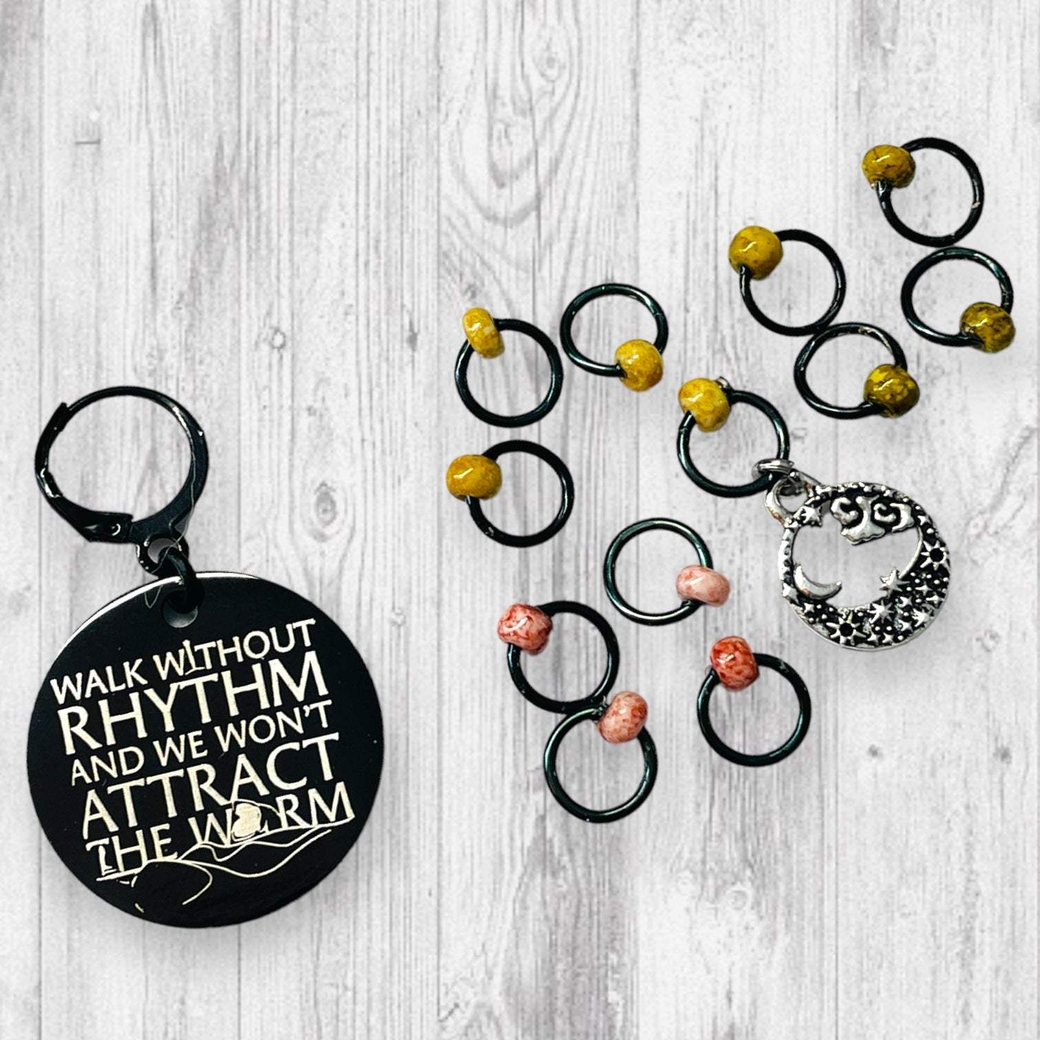 Walk Without Rhythm Progress and Stitch Markers - AdoreKnit