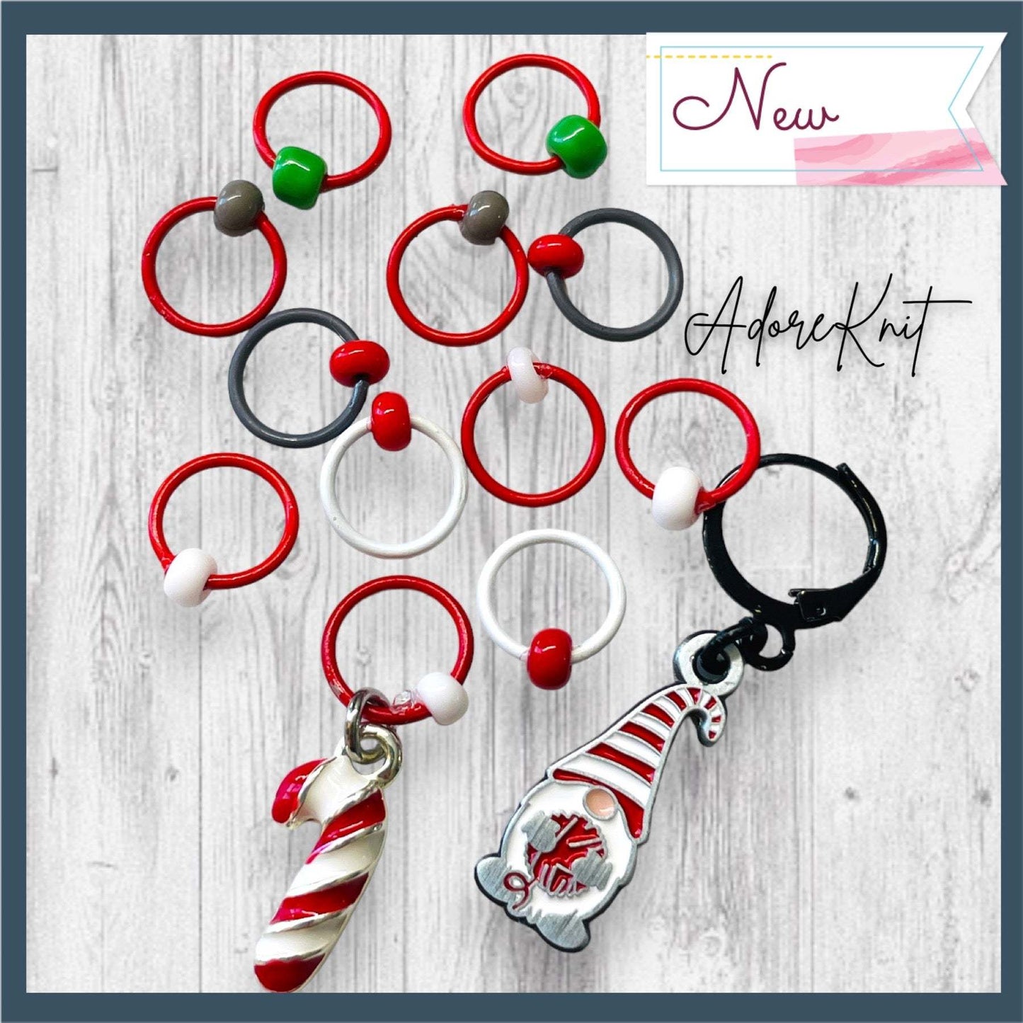 Peppermint Gnome Progress and Stitch Markers too - AdoreKnit