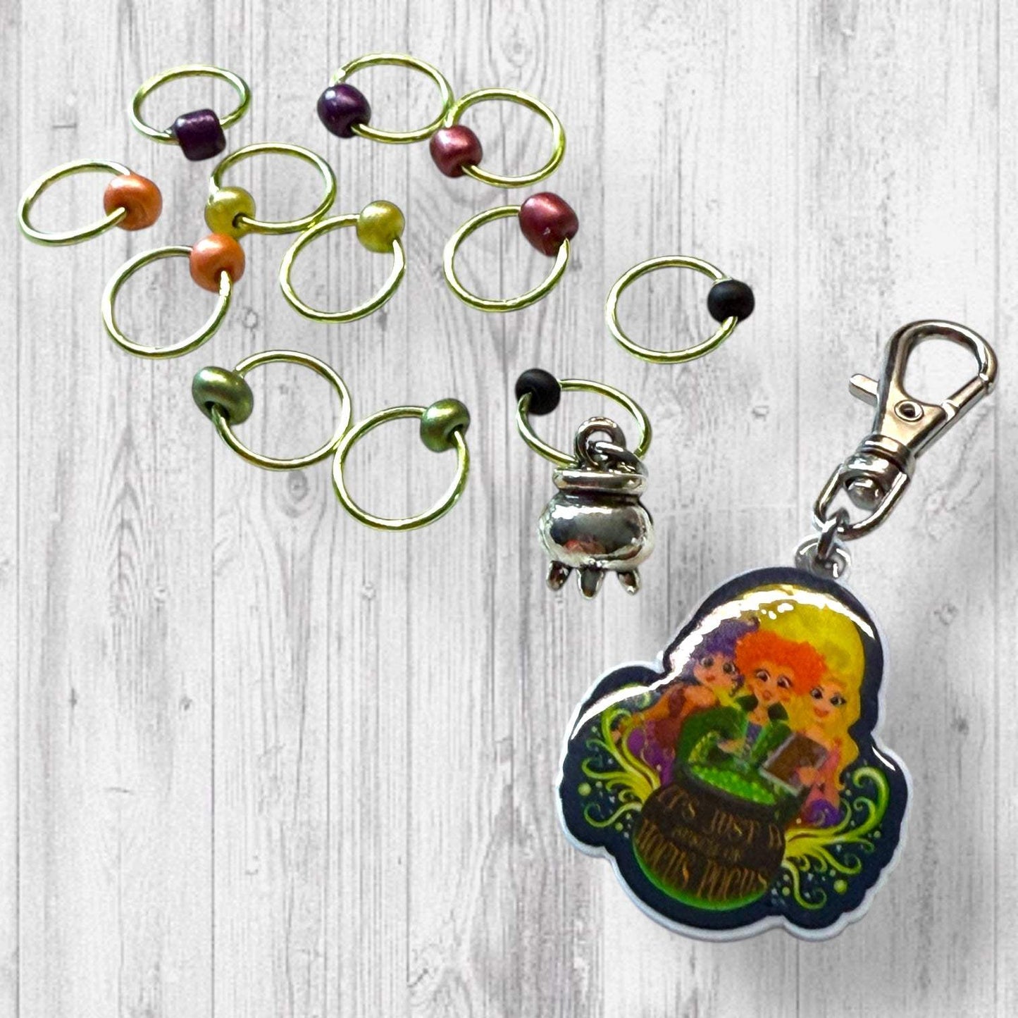 Sisters of Salem Progress and Stitch Markers