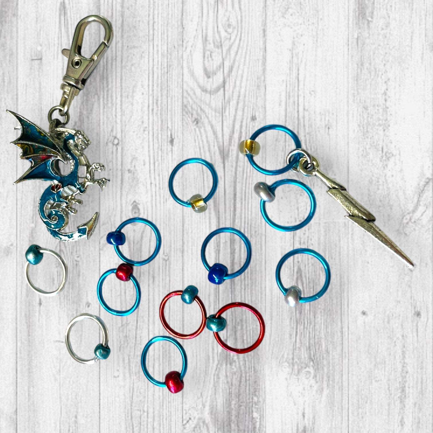 Dragons Exist Progress and Stitch Markers blue - AdoreKnit