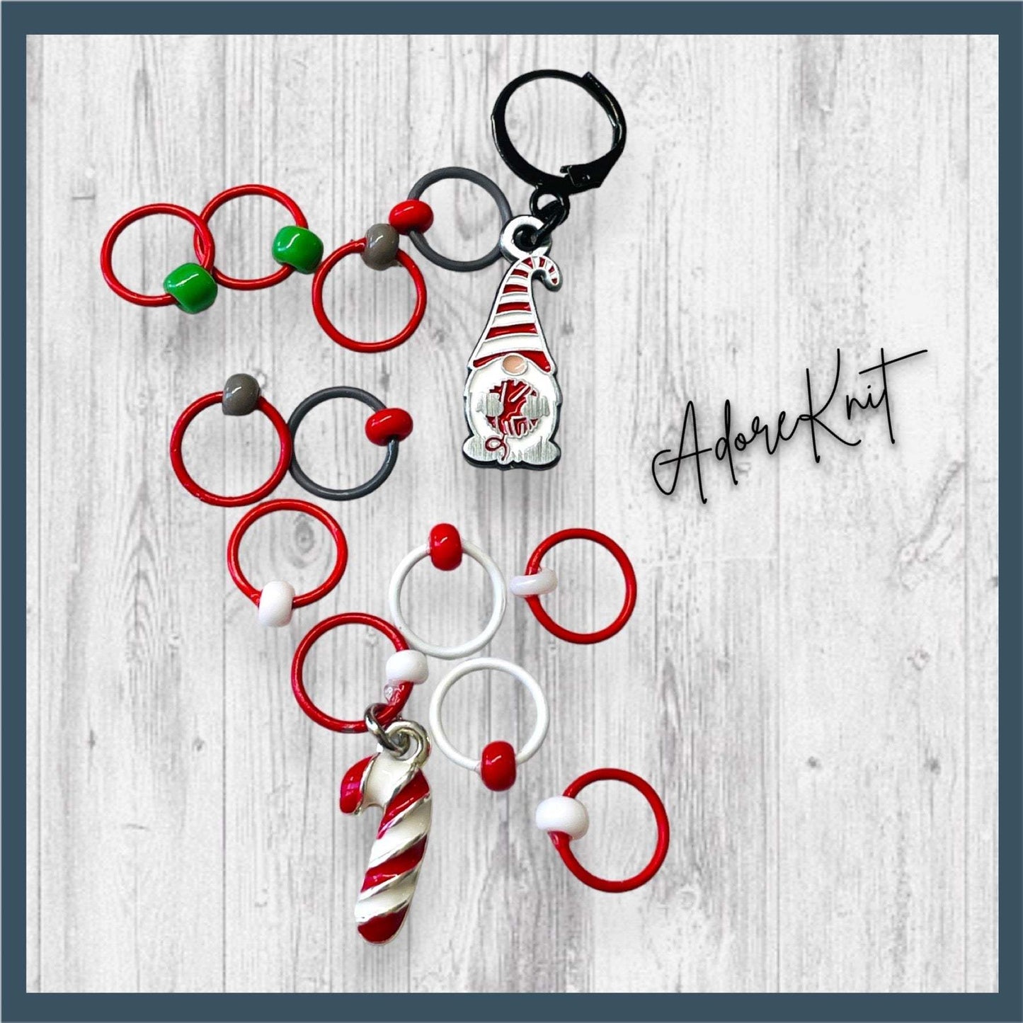 Peppermint Gnome Progress and Stitch Markers too - AdoreKnit