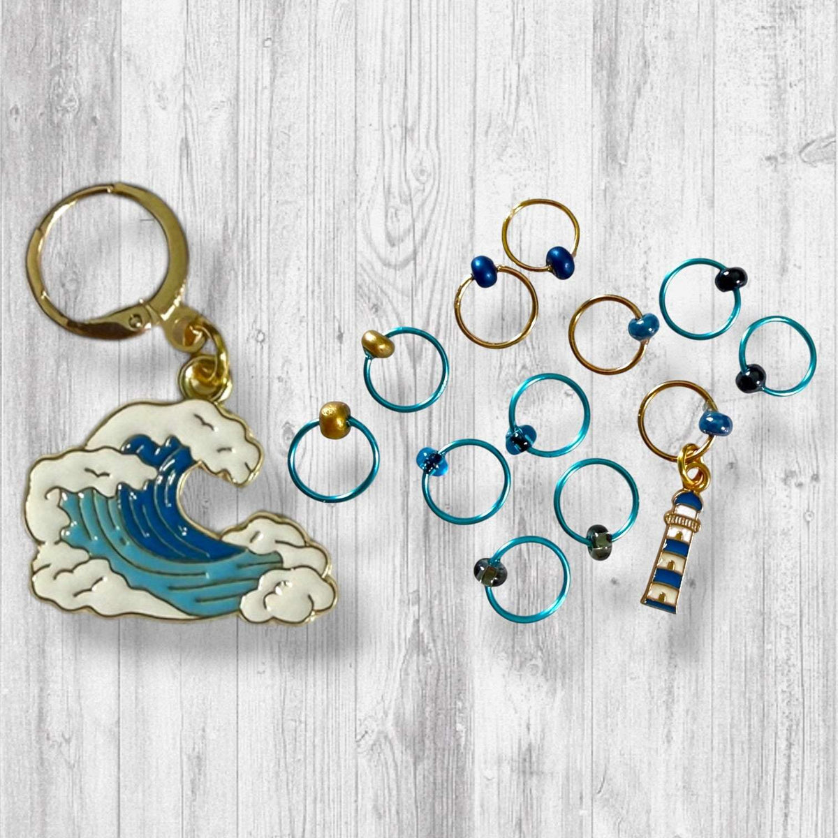 Sea Breeze Progress & Stitch Markers | Coastal Cast Ons Knitting Markers