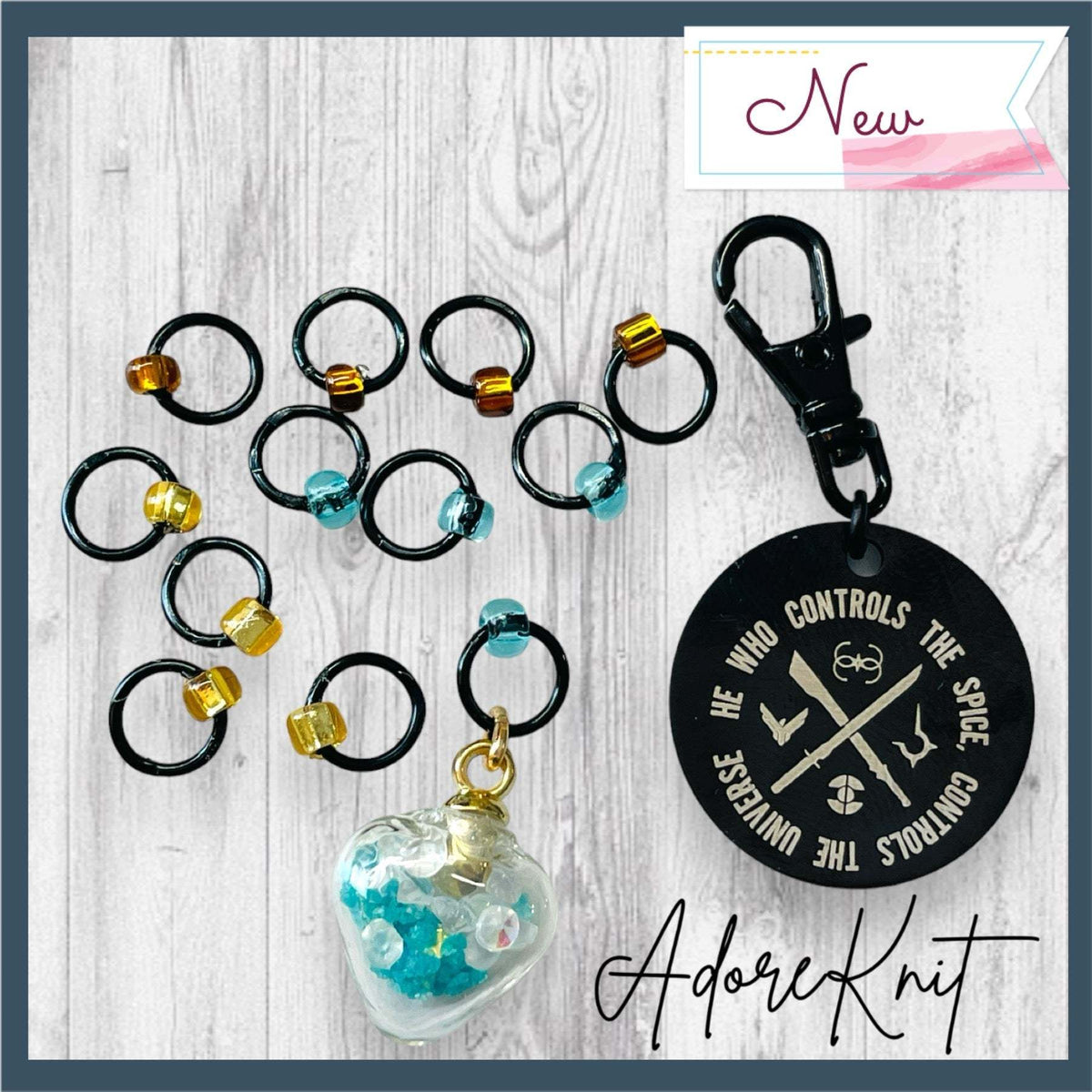 He Who Controls the Spice Progress and Spice Stitch MarkersAdoreKnitHe Who Controls the Spice Progress and Stitch Marker Set. Inspired by the Frank Herbert's classic novel Dune. 2 of 4 marker sets in the Dune Collection created forSpice Stitch Markers