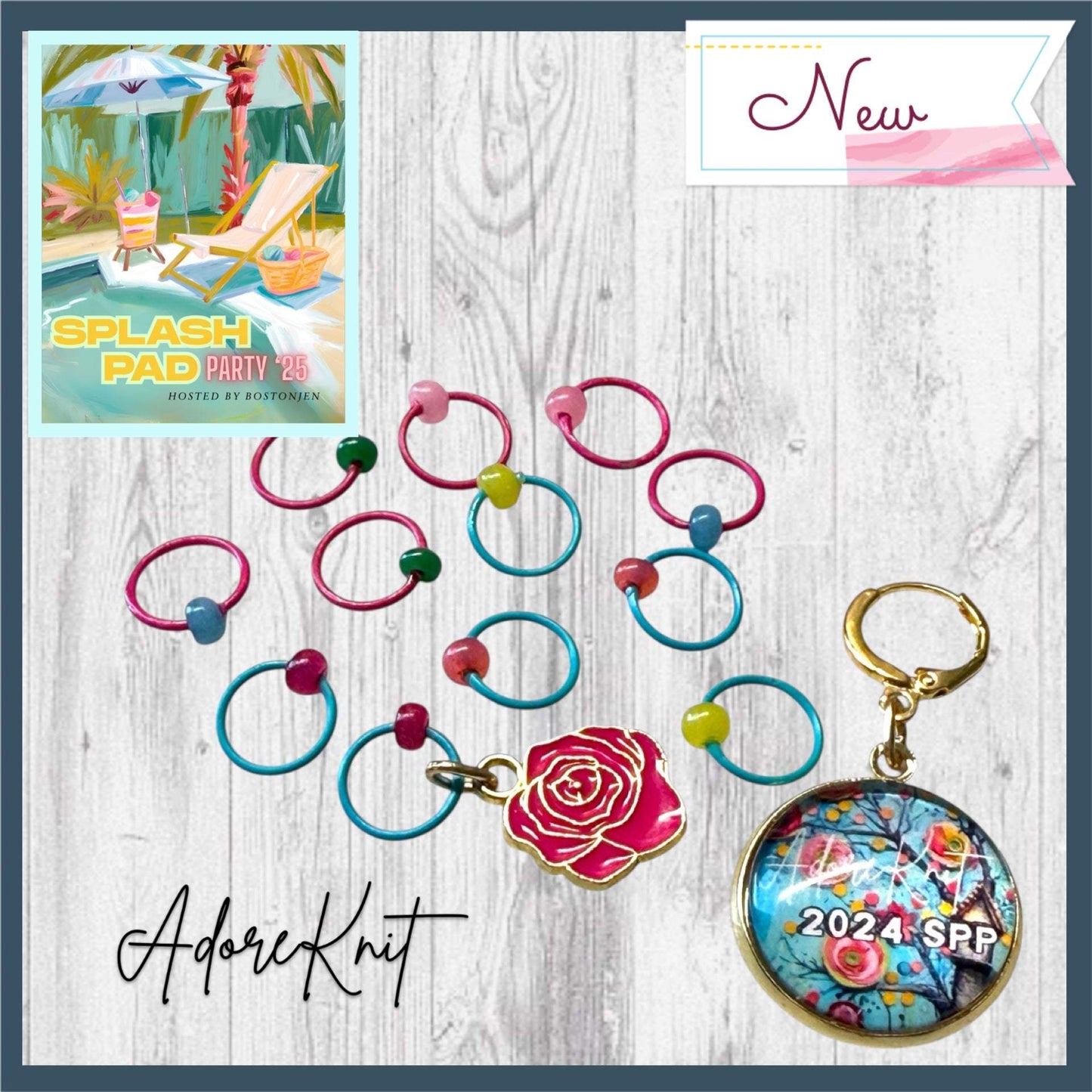 2025 Exclusive Splash Pad Party Cottage Blooms Collection Progress and Stitch Marker Set
