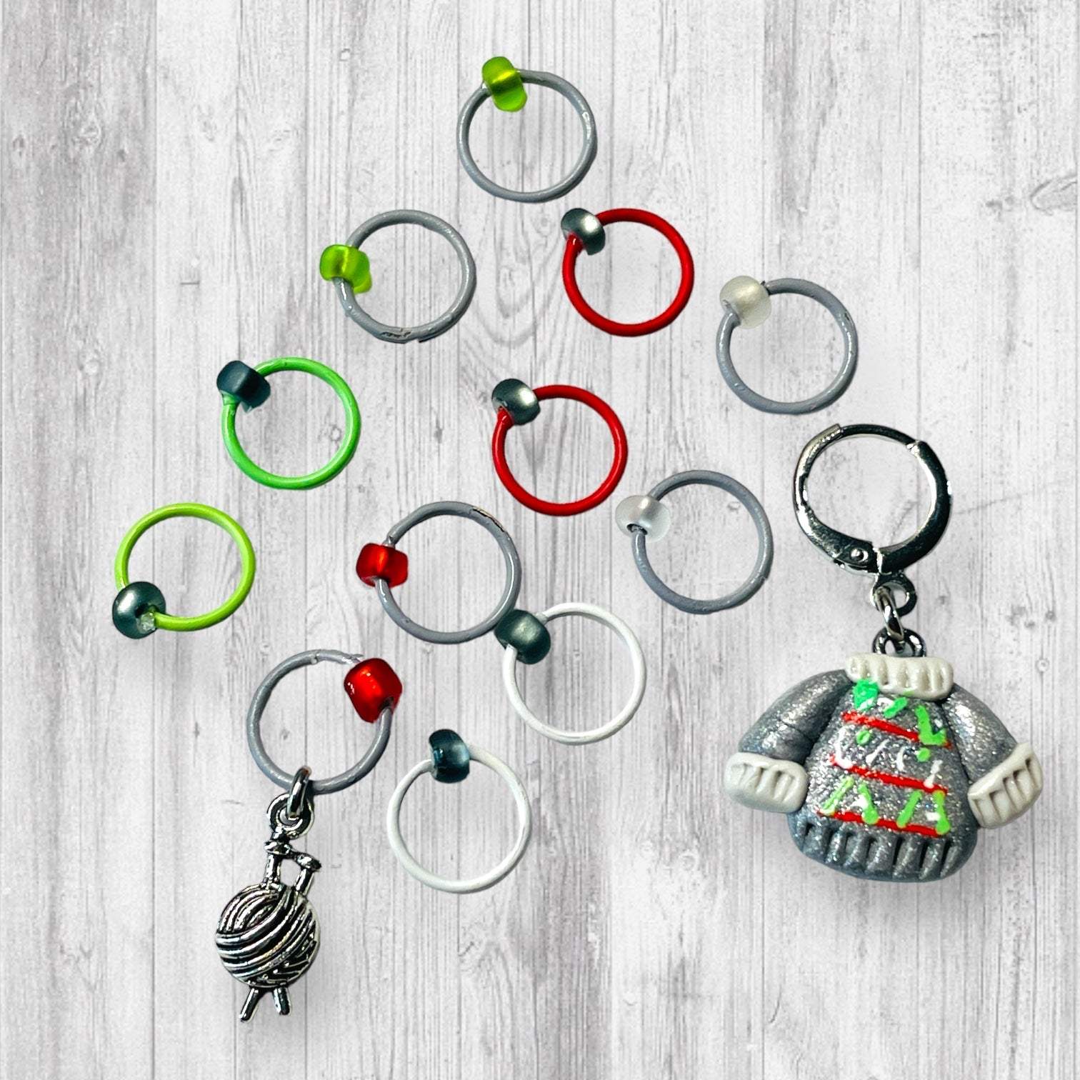 Colorwork Sweater Progress and Stitch Markers Christmas Yarn - AdoreKnit