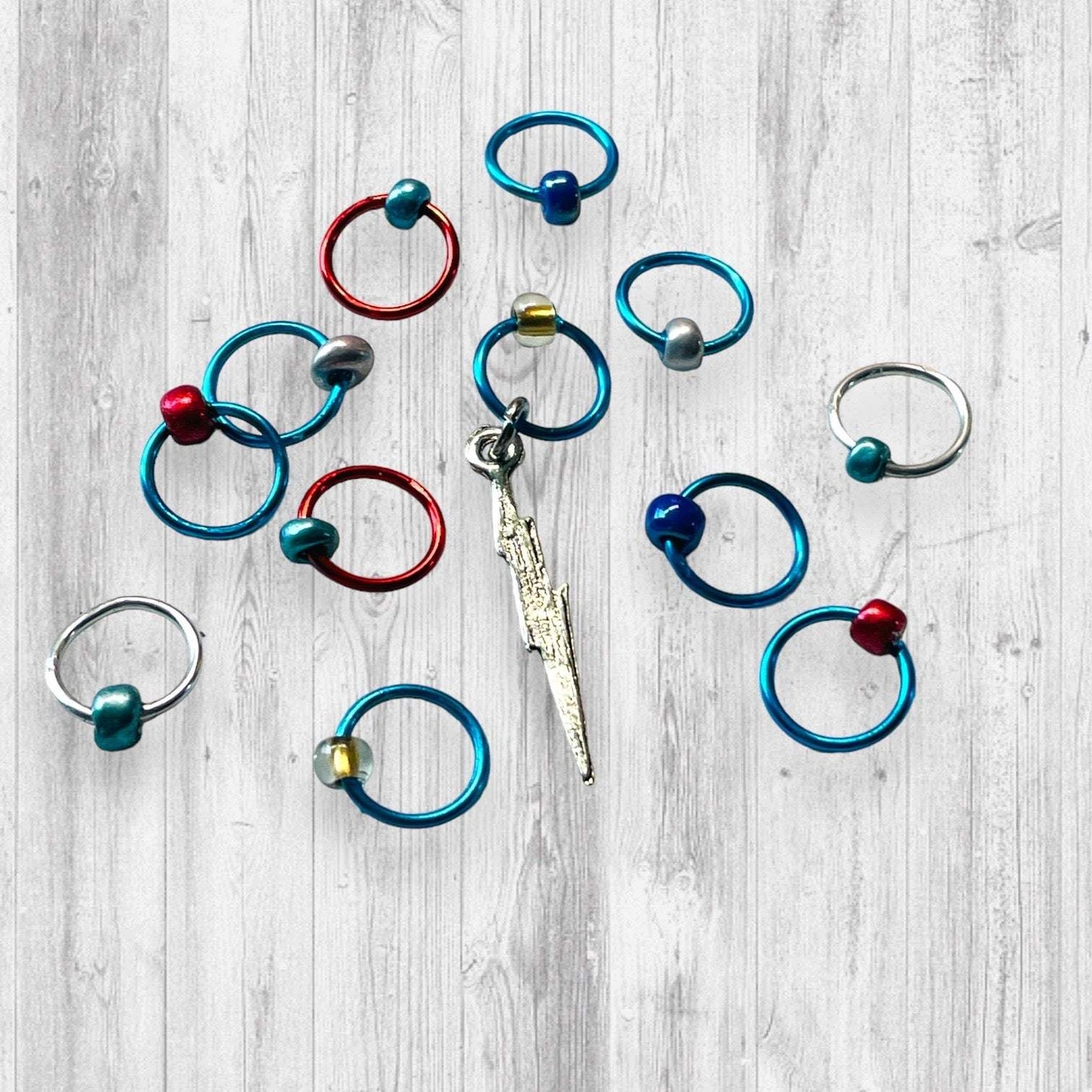 Dragons Exist Progress and Stitch Markers blue