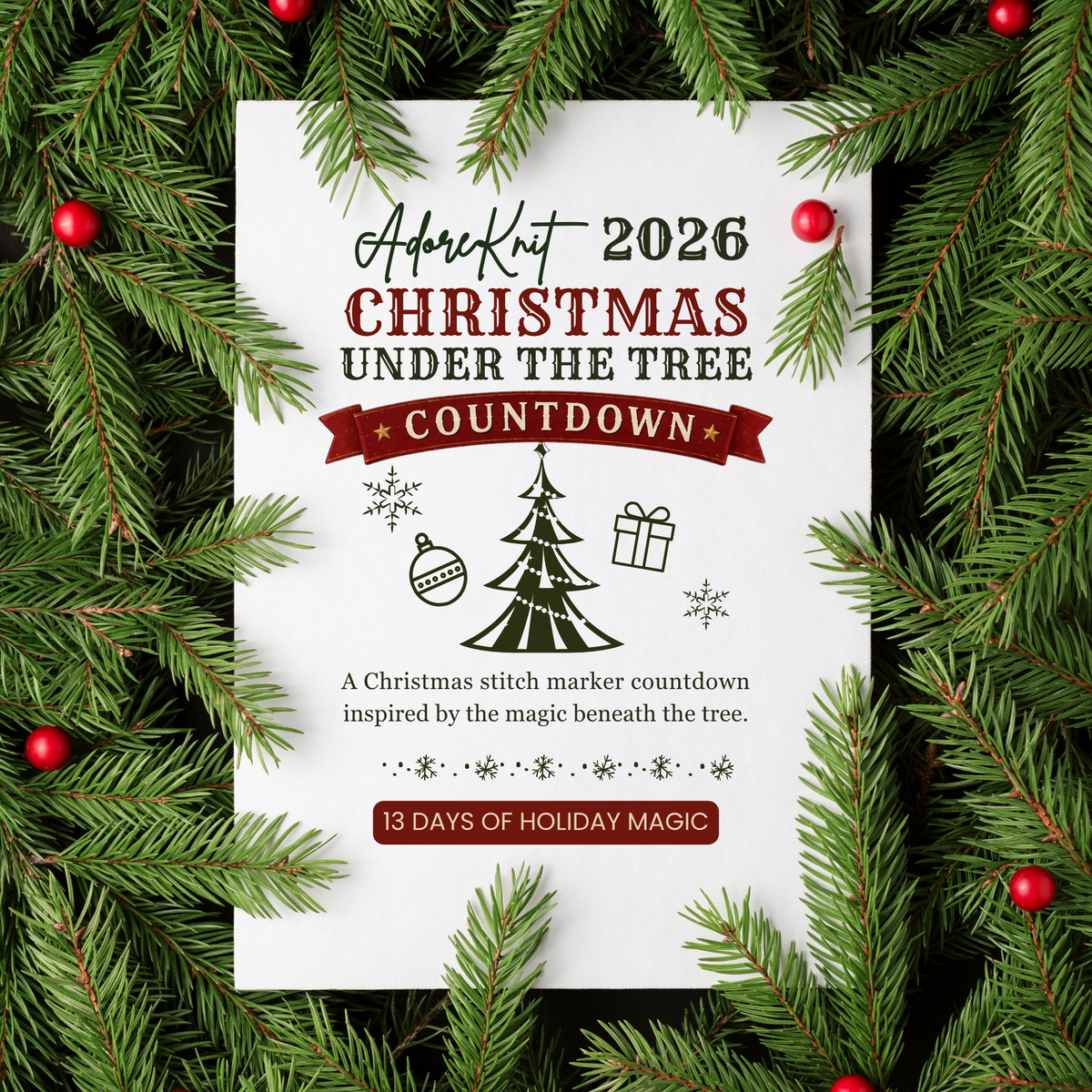 2026 Christmas Under the Tree Countdown | Christmas Stitch Marker Advent | AdoreKnit