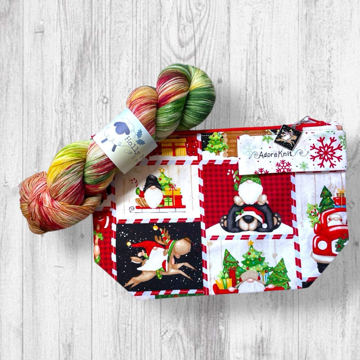 Gnome Delivery Service Project Bag and Matching Yarn