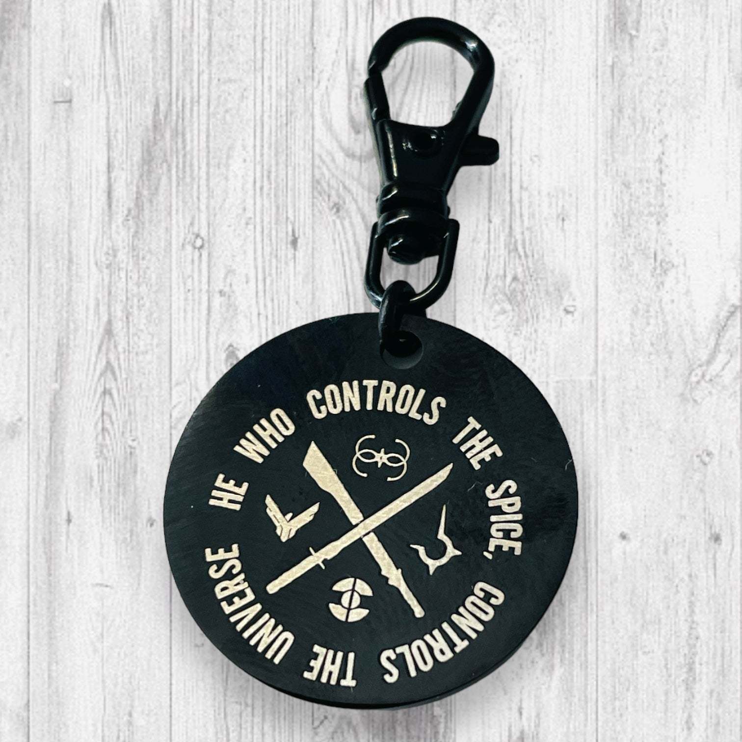 He Who Controls the Spice Progress and Universe Stitch MarkersAdoreKnitHe Who Controls the Spice Progress and Stitch Marker Set.  Inspired by the Frank Herbert's classic novel Dune.  1 of 4 marker sets in the Dune Collection created forUniverse Stitch Markers
