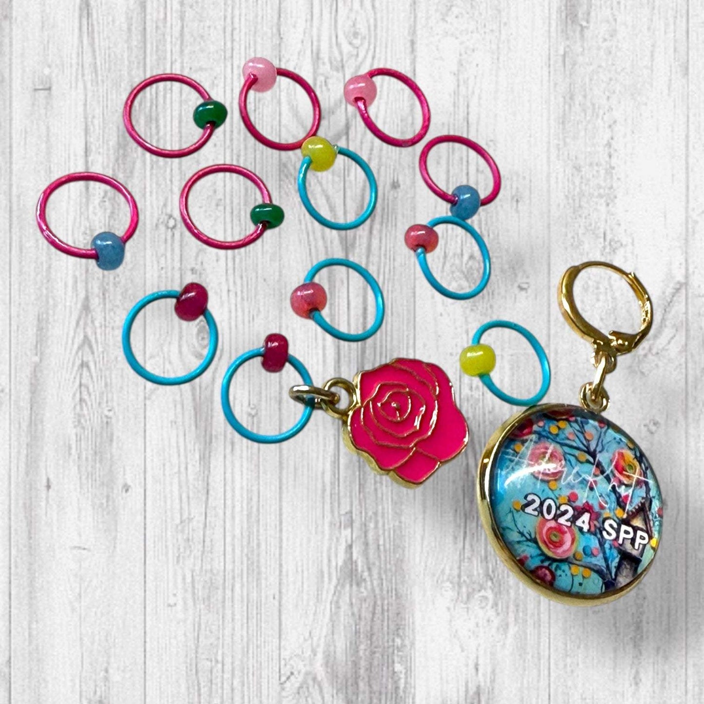 2025 Exclusive Splash Pad Party Cottage Blooms Collection Progress and Stitch Marker Set