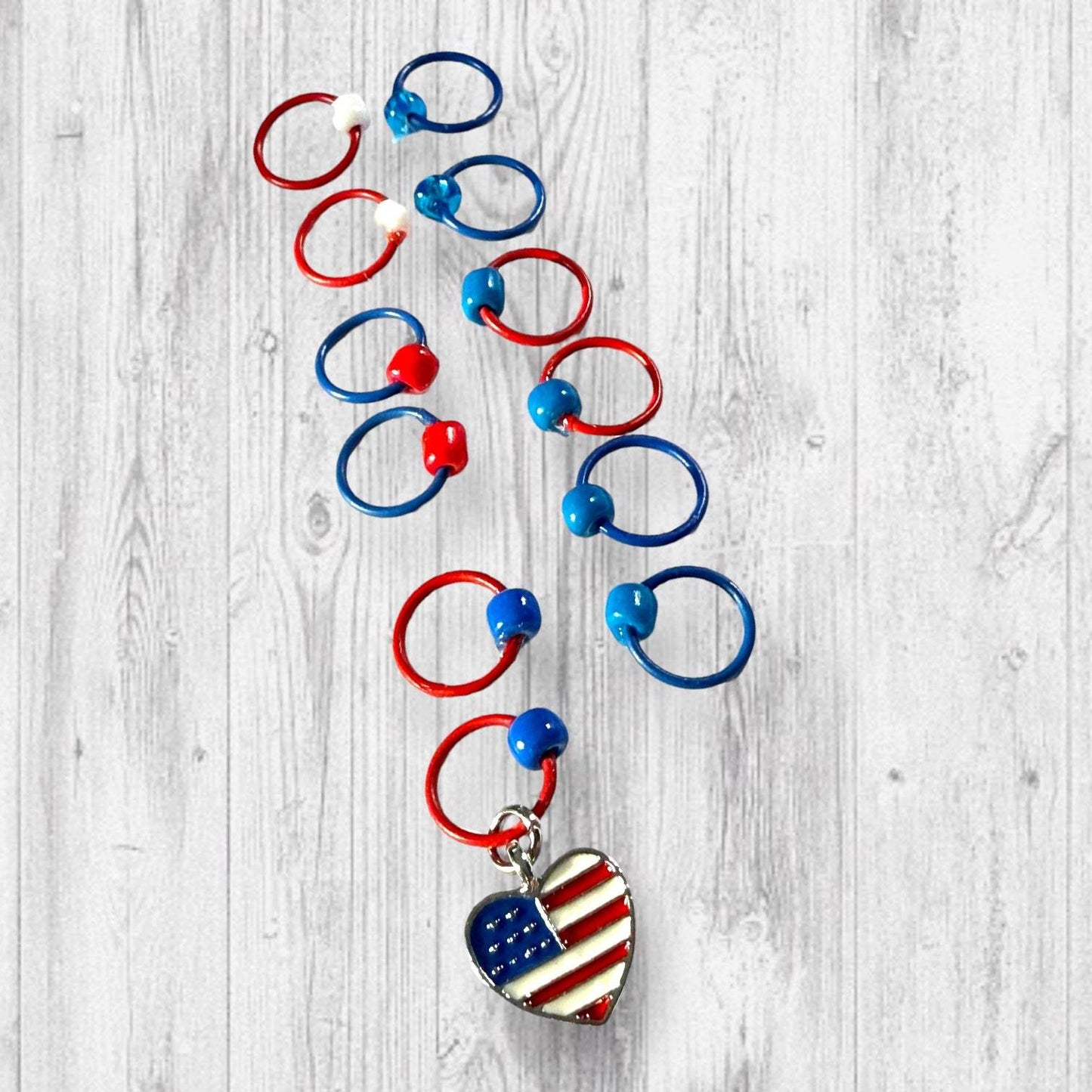 Red, White, and Gnome! Progress and Stitch Markers