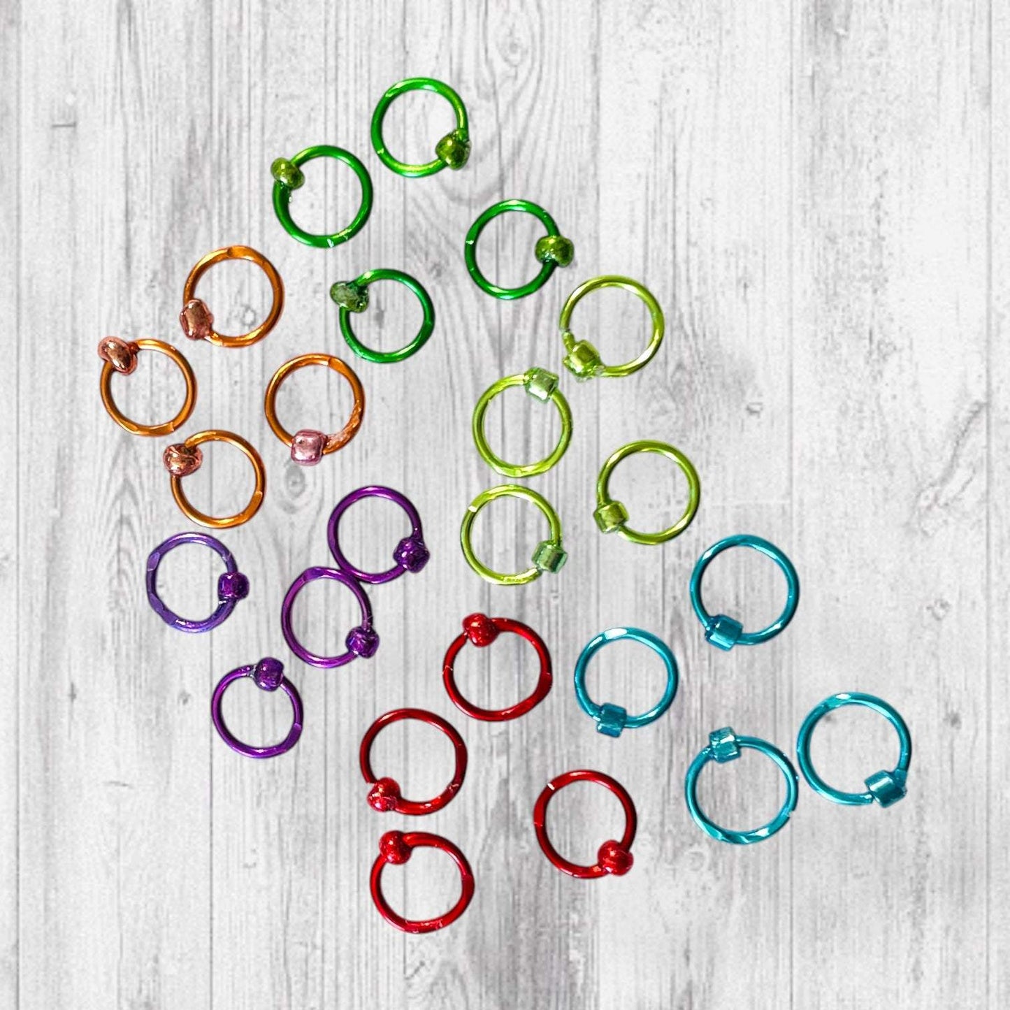 Sock Knitter's Companion Tiny Stitch Markers with Marker Container Black with Metallic Rainbow