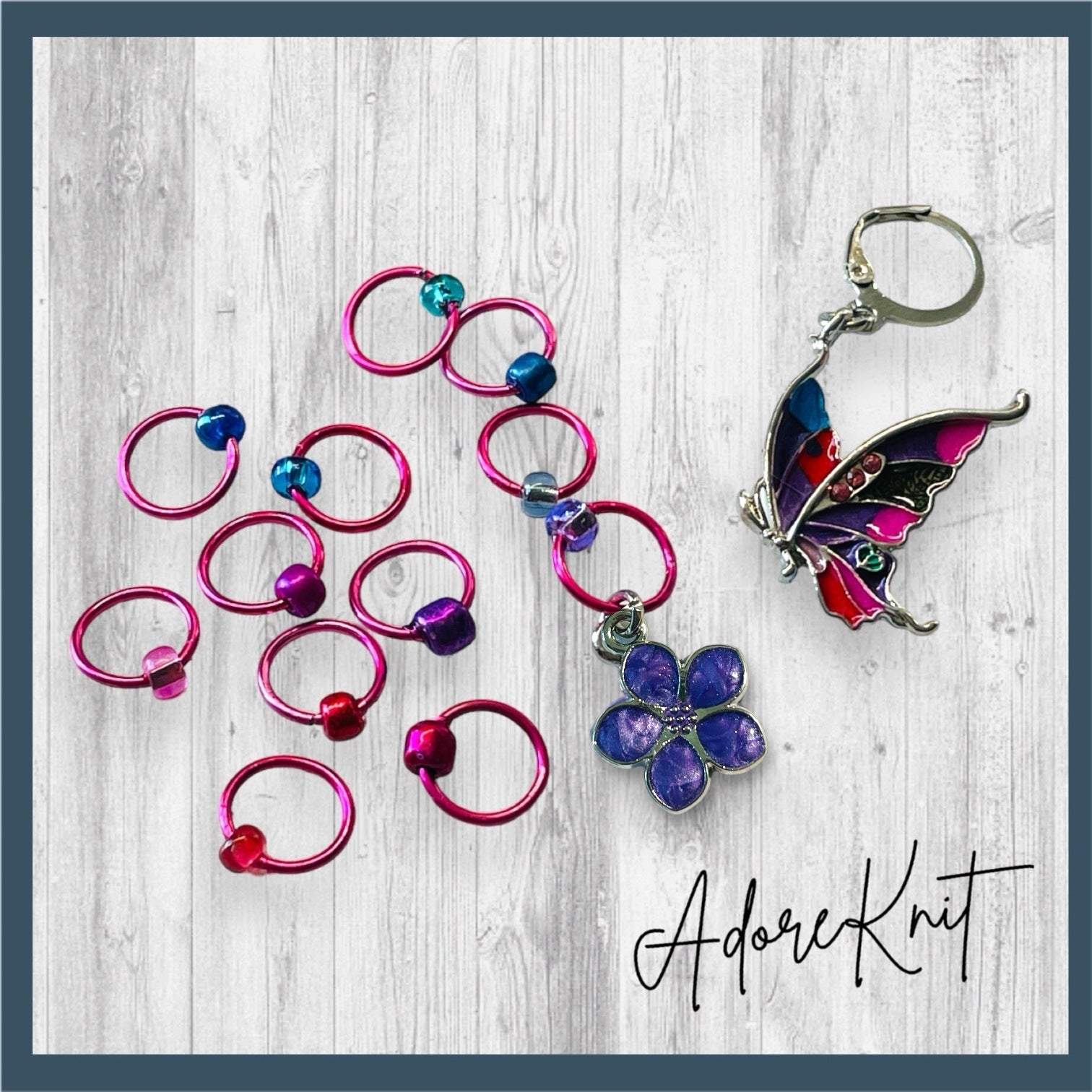 Float Like A Butterfly Progress and Stitch MarkersAdoreKnitFloat Like A Butterfly Progress and Stitch Markers.  The famous Muhammad Ali quote inspired this set, "Float like a Butterfly, sting like a bee."  It seems last summButterfly Progress