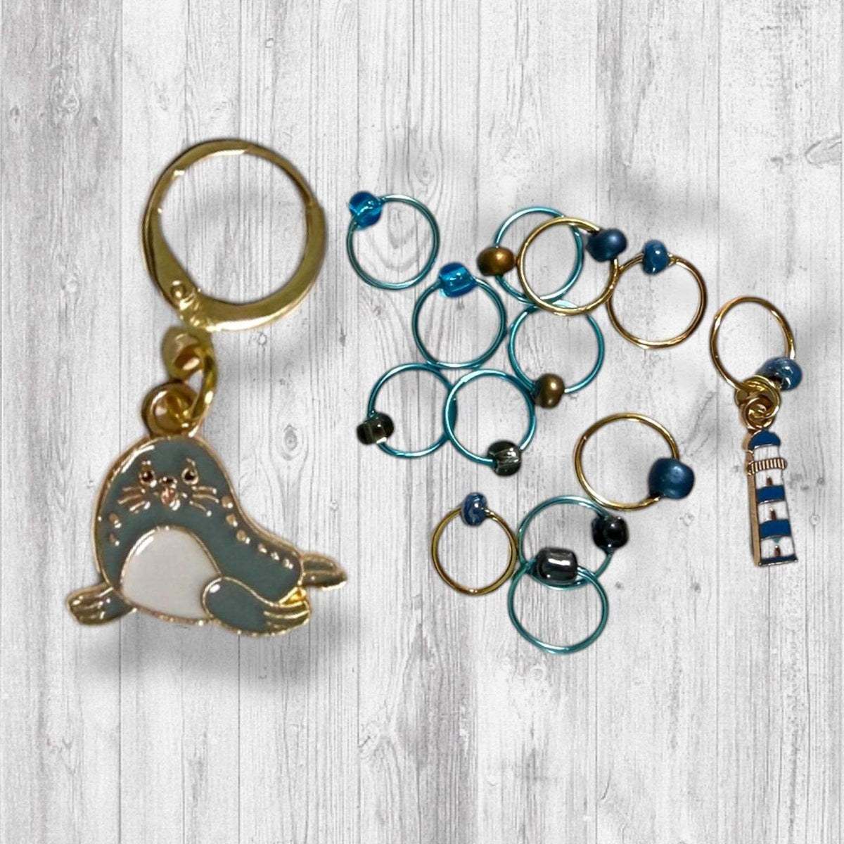 Sea Breeze Progress & Stitch Markers | Coastal Cast Ons Knitting Markers