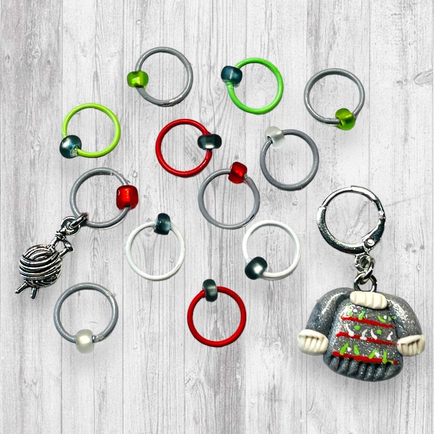 Colorwork Sweater Progress and Stitch Markers Christmas Yarn - AdoreKnit