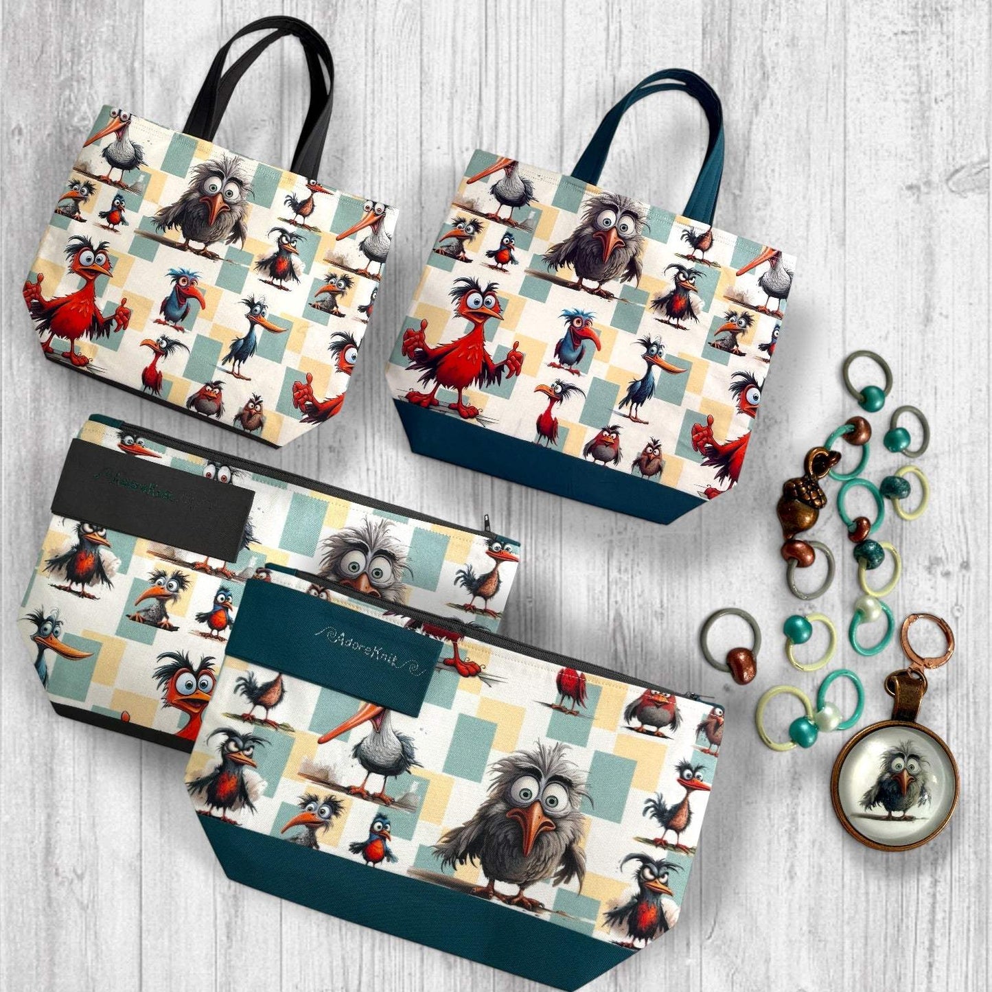 Feathered Fury Knitting Project Bag | Funny Bird Yarn Bag