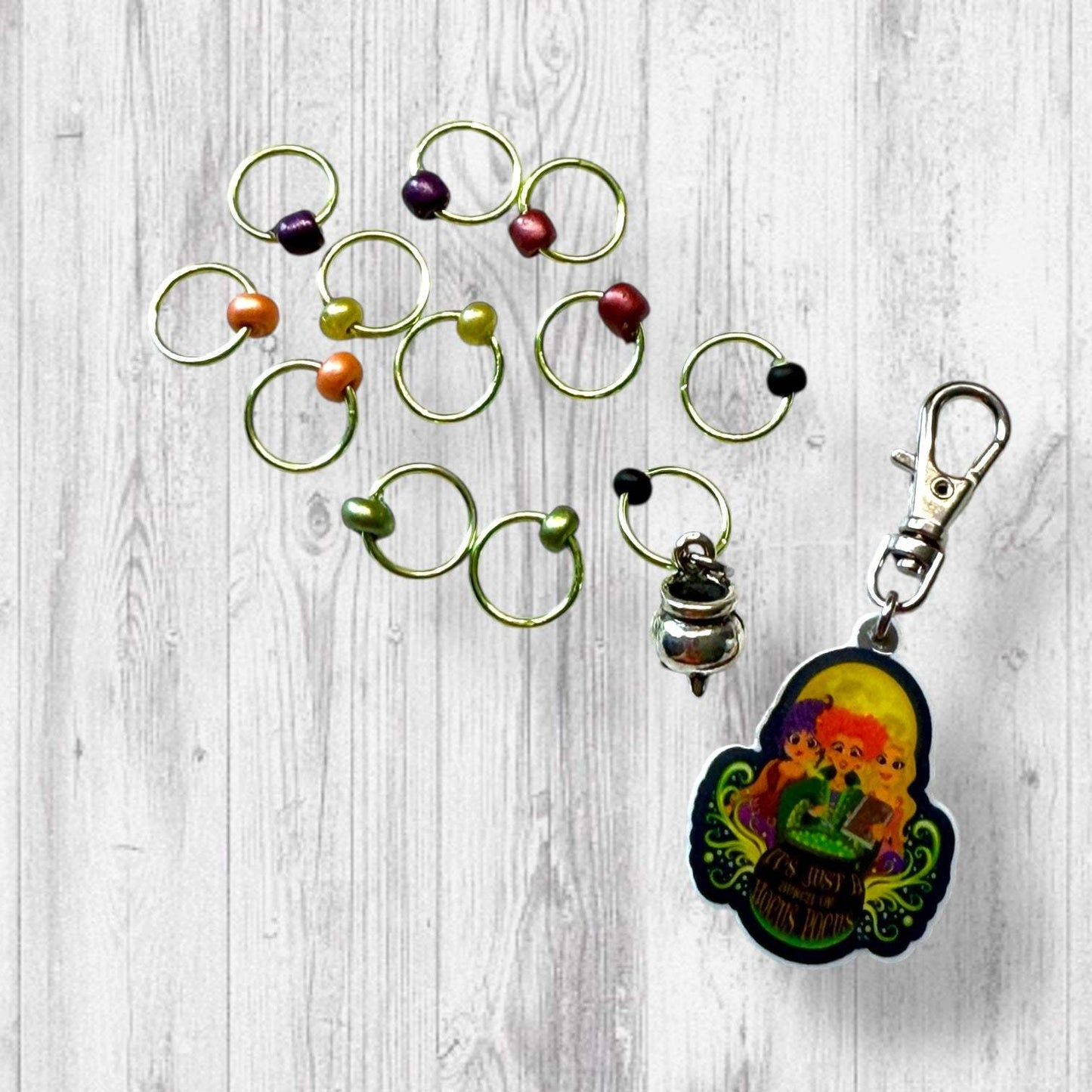 Sisters of Salem Progress and Stitch Markers