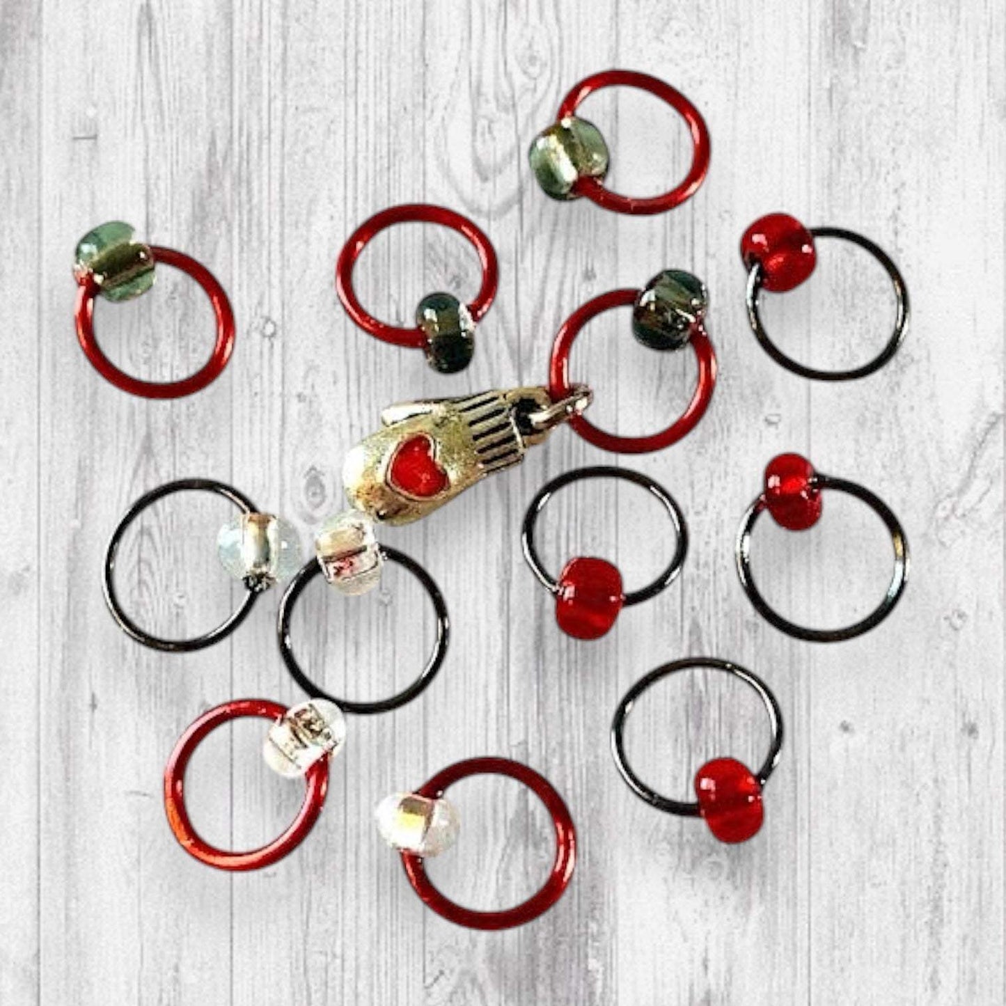 Red Merry Christmas Gnome Progress and Stitch Markers 2022 Pigskin Party