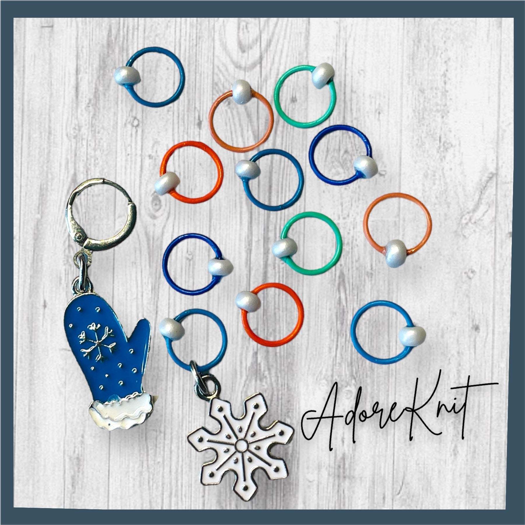 Time for some Mitten Knittin' (White) Progress and Stitch MarkersAdoreKnitTime for some Mitten Knittin' Progress and Stitch Markers are here to help with your accessory knitting!  These stitch markers are great for a knitter or crocheter. Mitten Knittin' (White) Progress