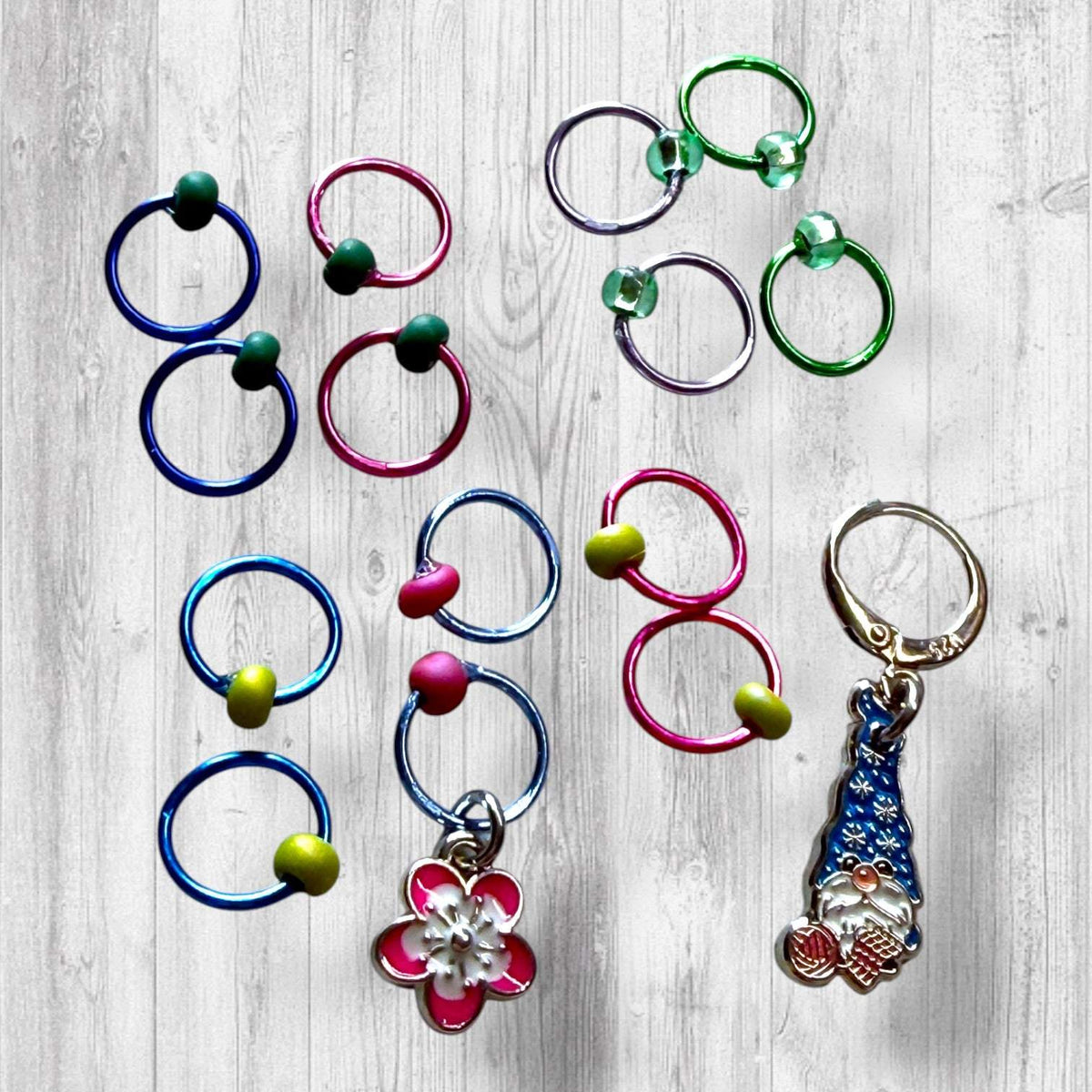 Pages, Petals & Purls Stitch Markers | Floral Gnome Knitting Markers