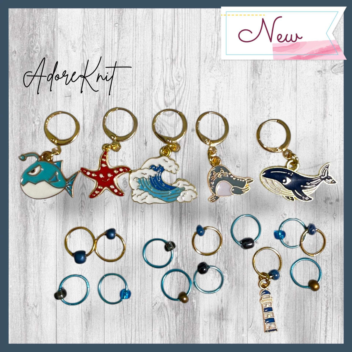 Sea Breeze Progress & Stitch Markers | Coastal Cast Ons Knitting Markers