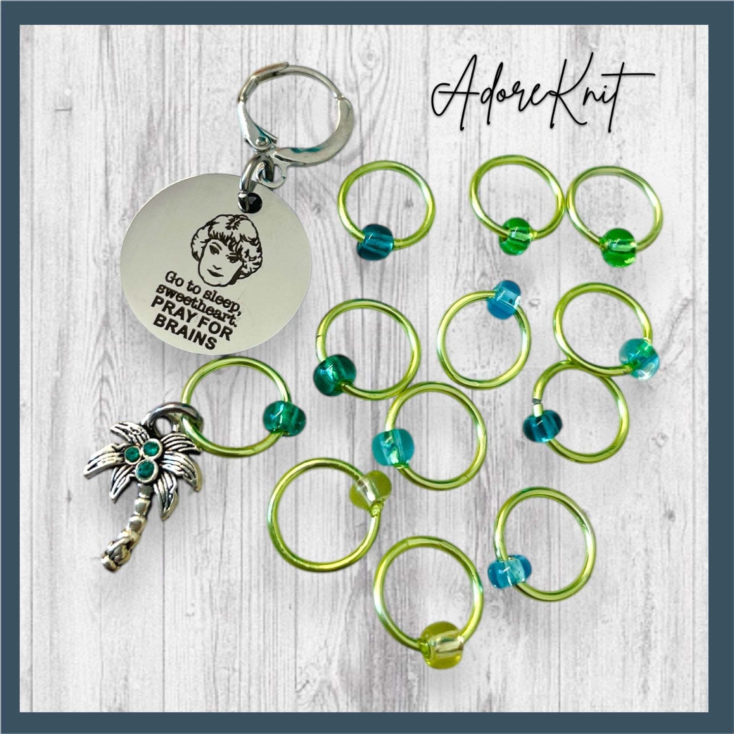 Pray For Brains Progress and Stitch Markers mediem