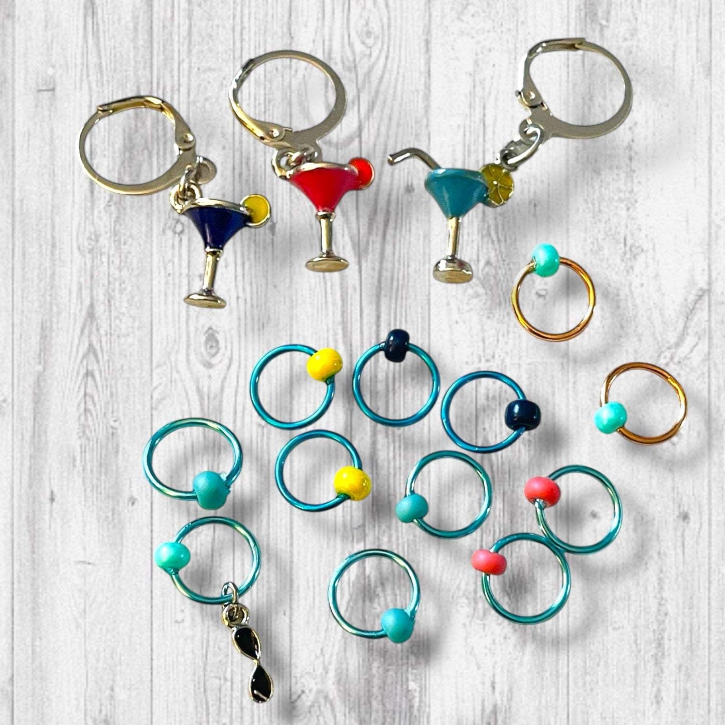 Cocktail Hour with Friends Progress & Stitch Markers medium