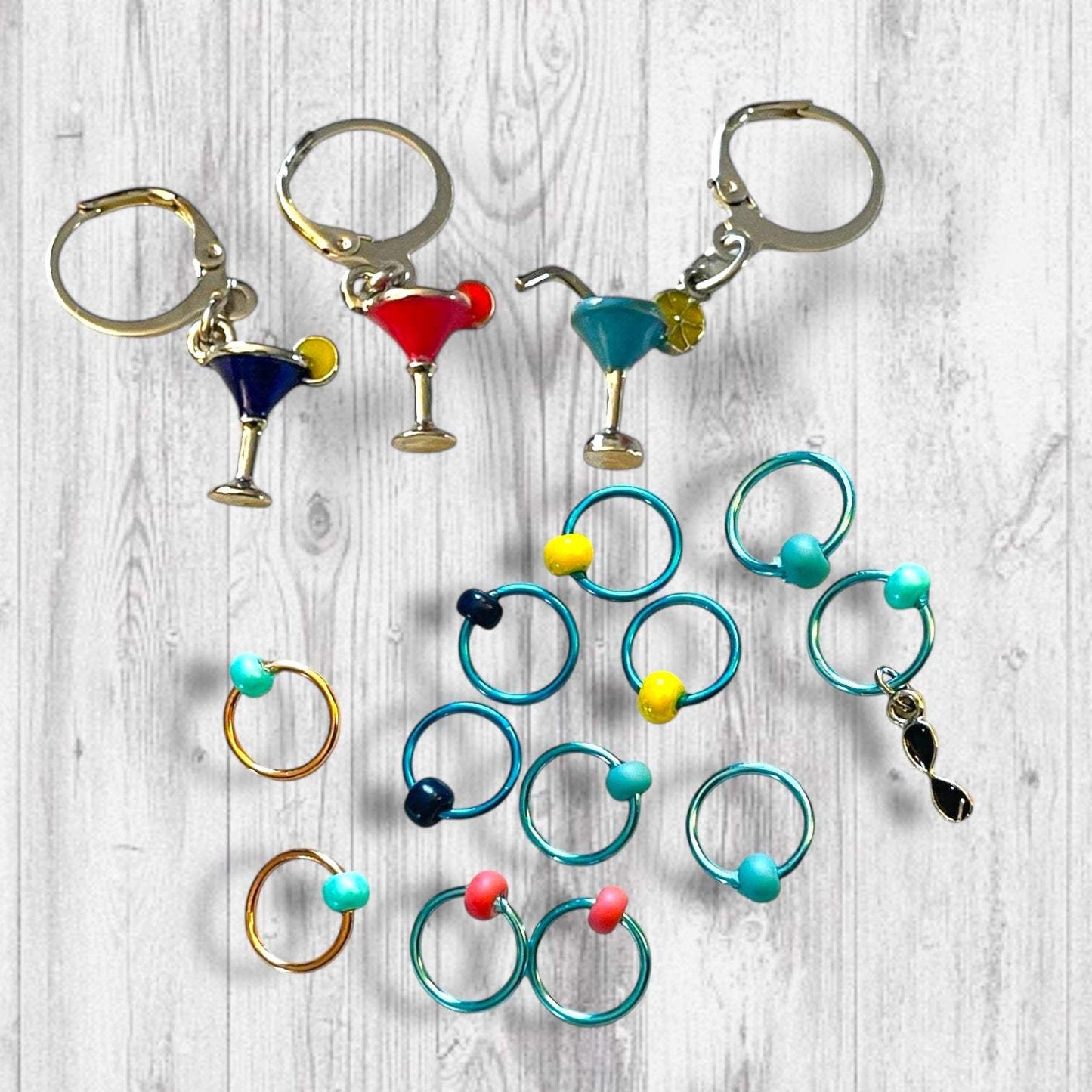 Cocktail Hour with Friends Progress & Stitch Markers medium