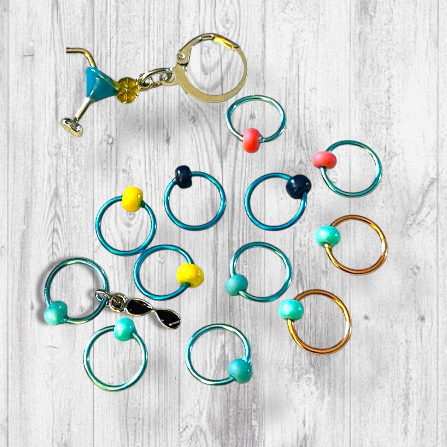 Cocktail Hour with Friends Progress & Stitch Markers medium