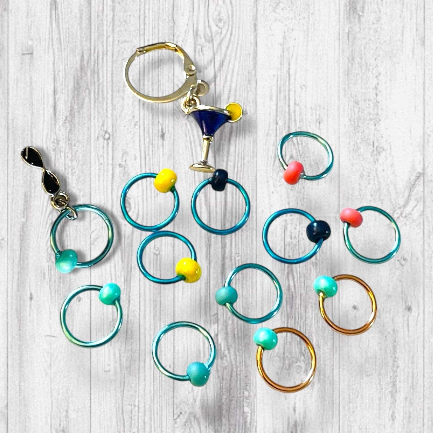 Cocktail Hour with Friends Progress & Stitch Markers medium