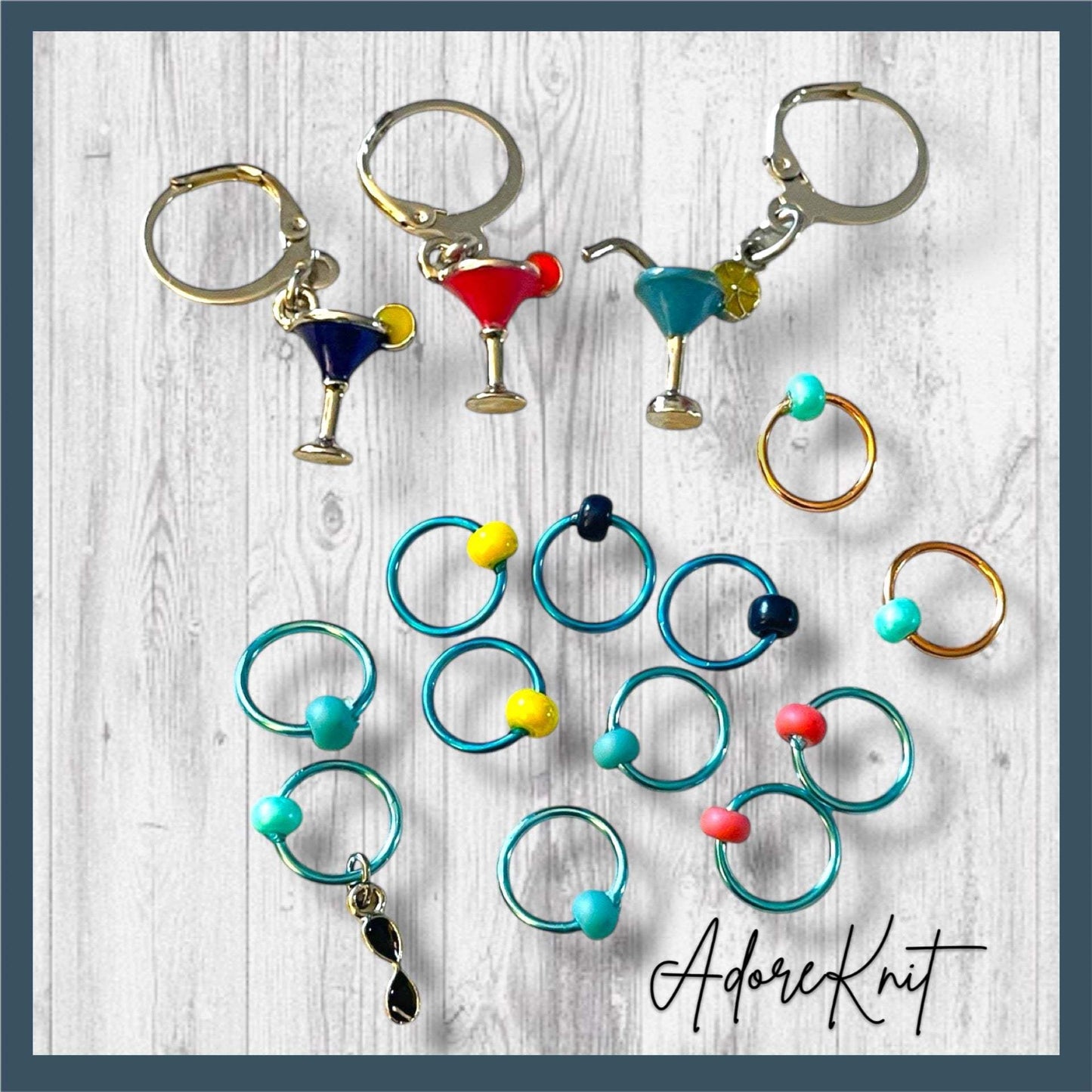 Cocktail Hour with Friends Progress & Stitch Markers medium