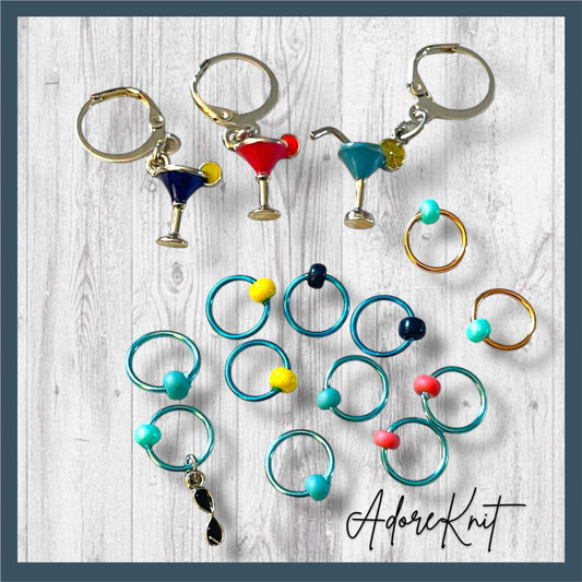 Cocktail Hour with Friends Progress & Stitch Markers medium