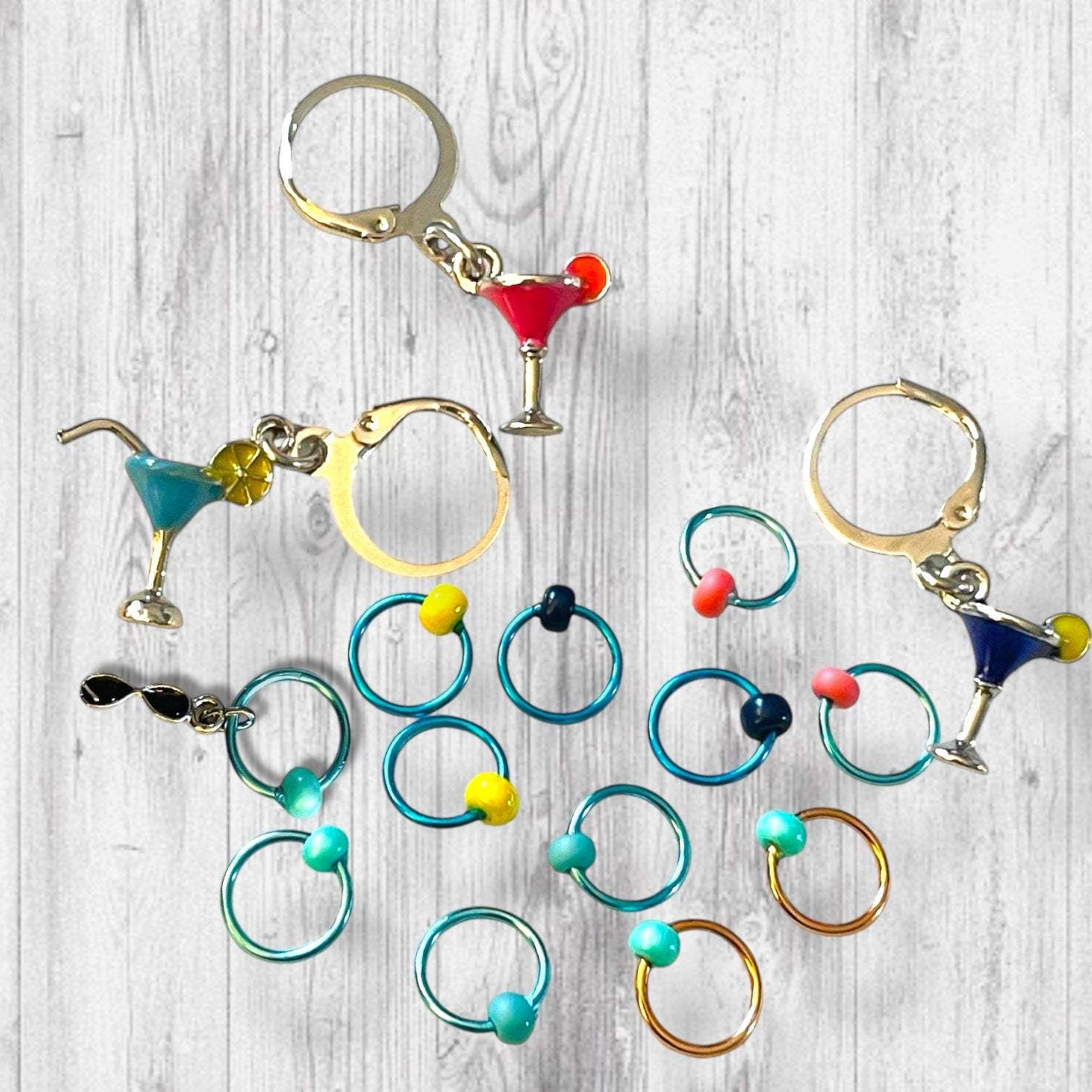 Cocktail Hour with Friends Progress & Stitch Markers medium