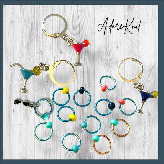 Cocktail Hour with Friends Progress & Stitch Markers medium