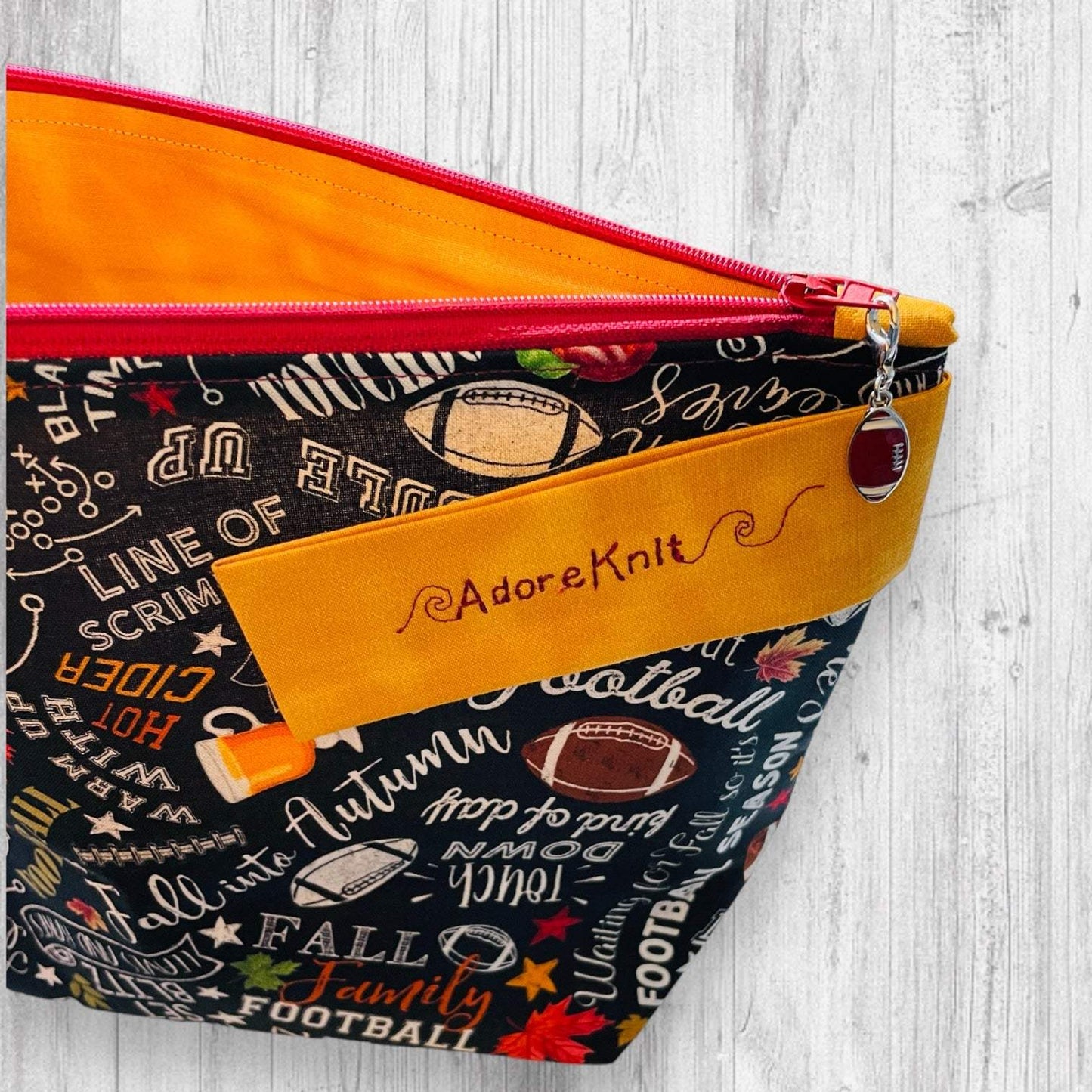 It's Not Fall Without Football Project Bag - AdoreKnit