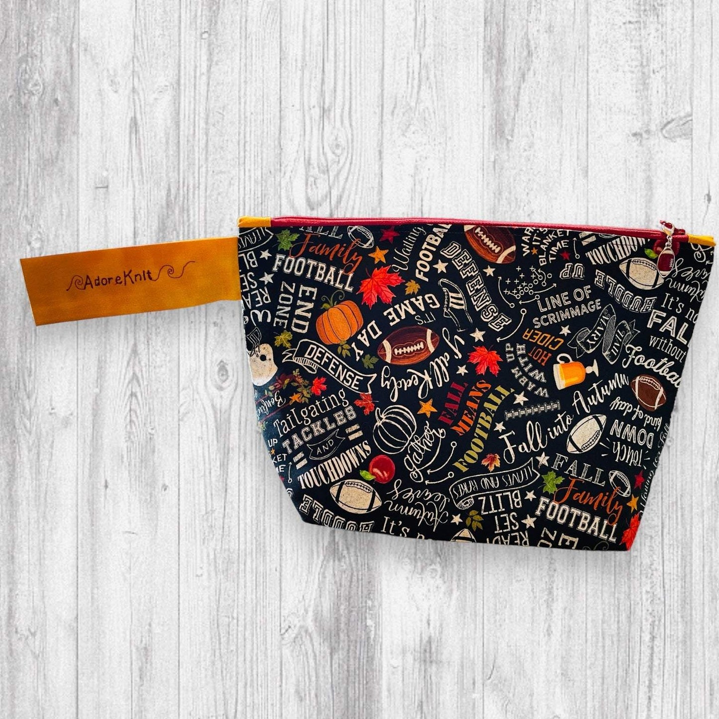 It's Not Fall Without Football Project Bag - AdoreKnit