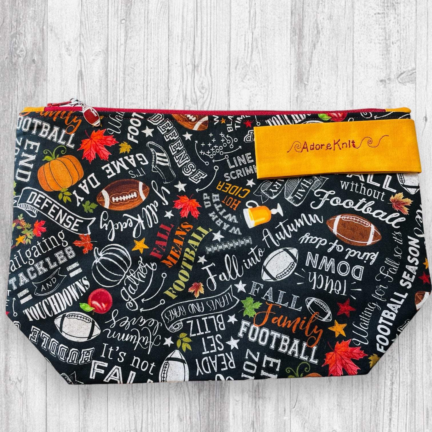 It's Not Fall Without Football Project Bag - AdoreKnit