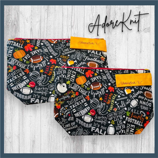 It's Not Fall Without Football Project Bag - AdoreKnit