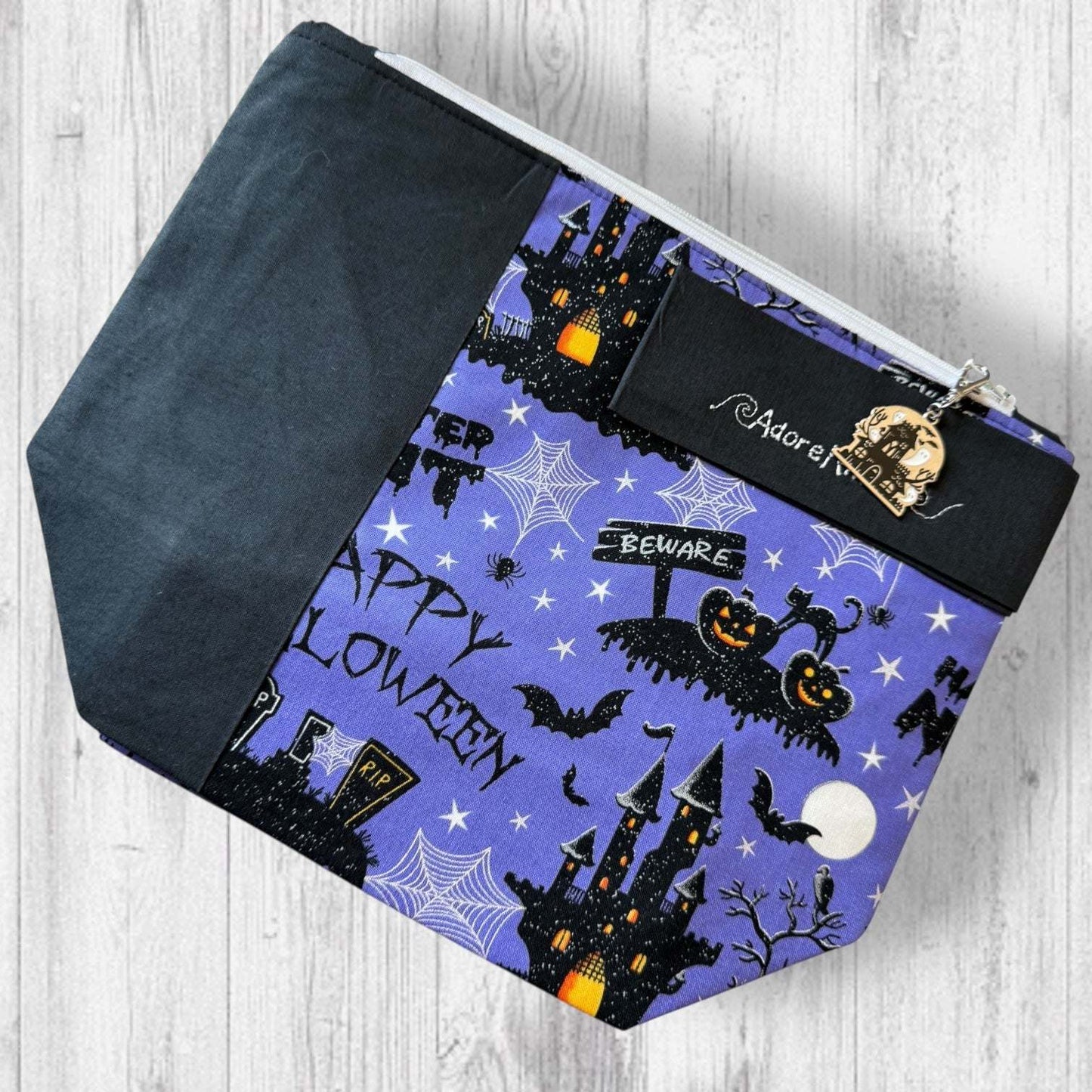 Beware! Happy Halloween Purple Project Bag