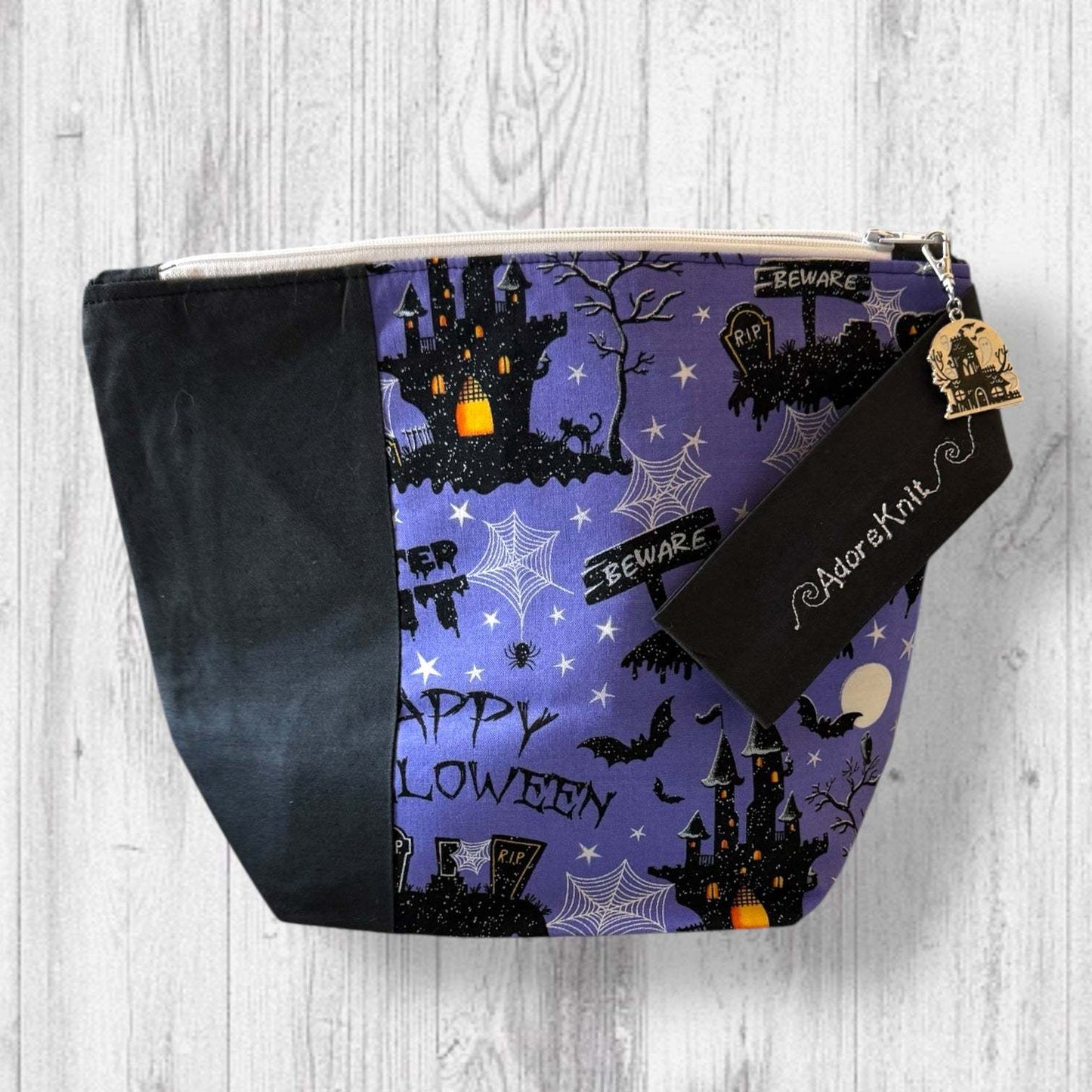 Beware! Happy Halloween Purple Project Bag
