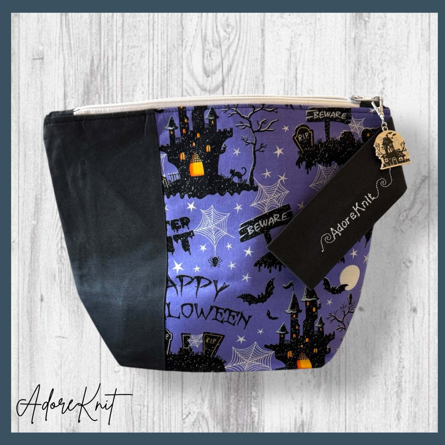 Beware! Happy Halloween Purple Project Bag