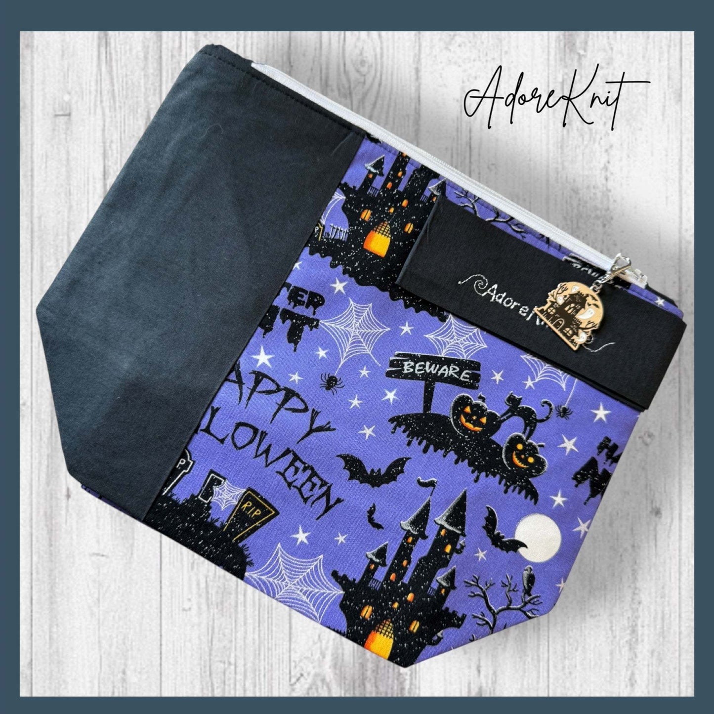Beware! Happy Halloween Purple Project Bag