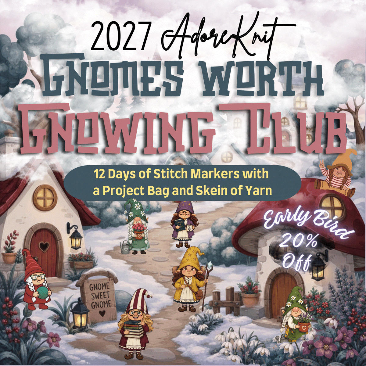 2027 Gnomes Worth Gnowing Knitting Countdown Club | AdoreKnit