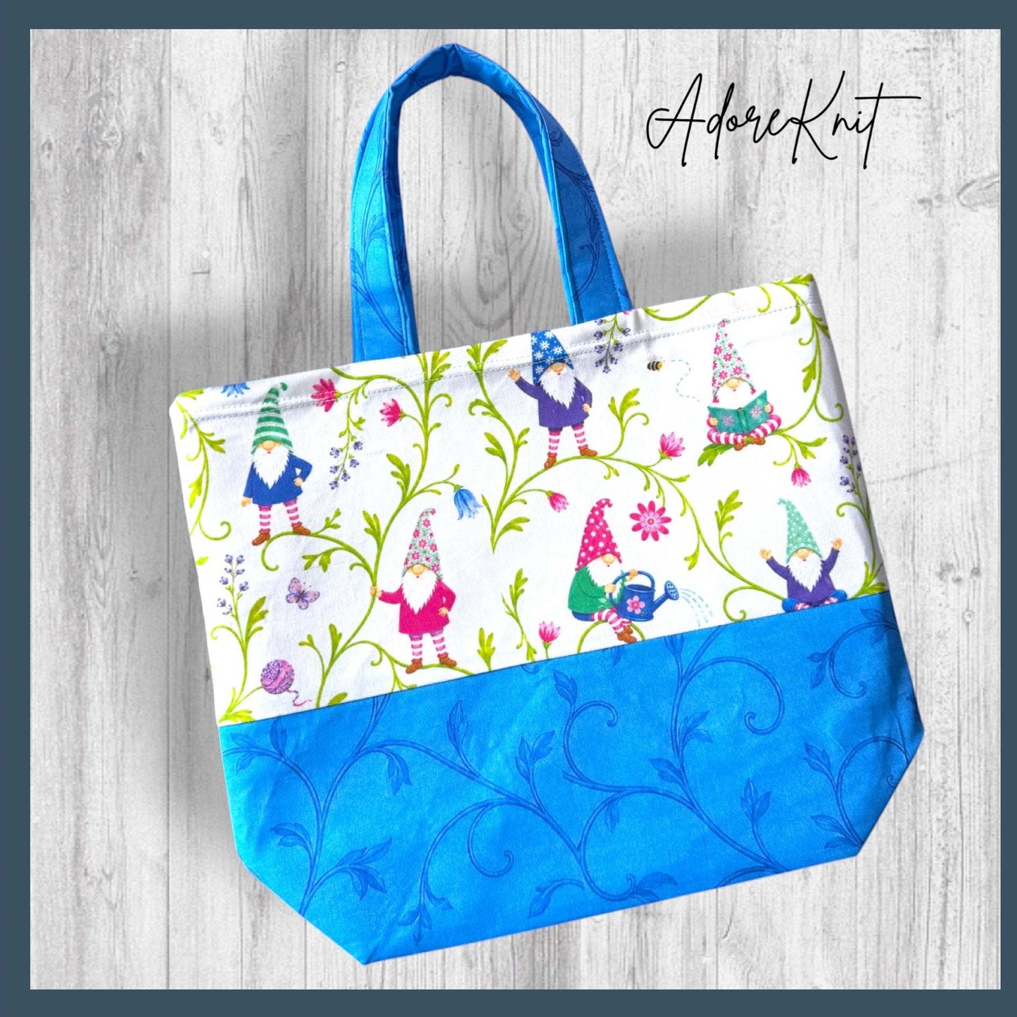 Pages, Petals & Purls Gnomes Project Bag