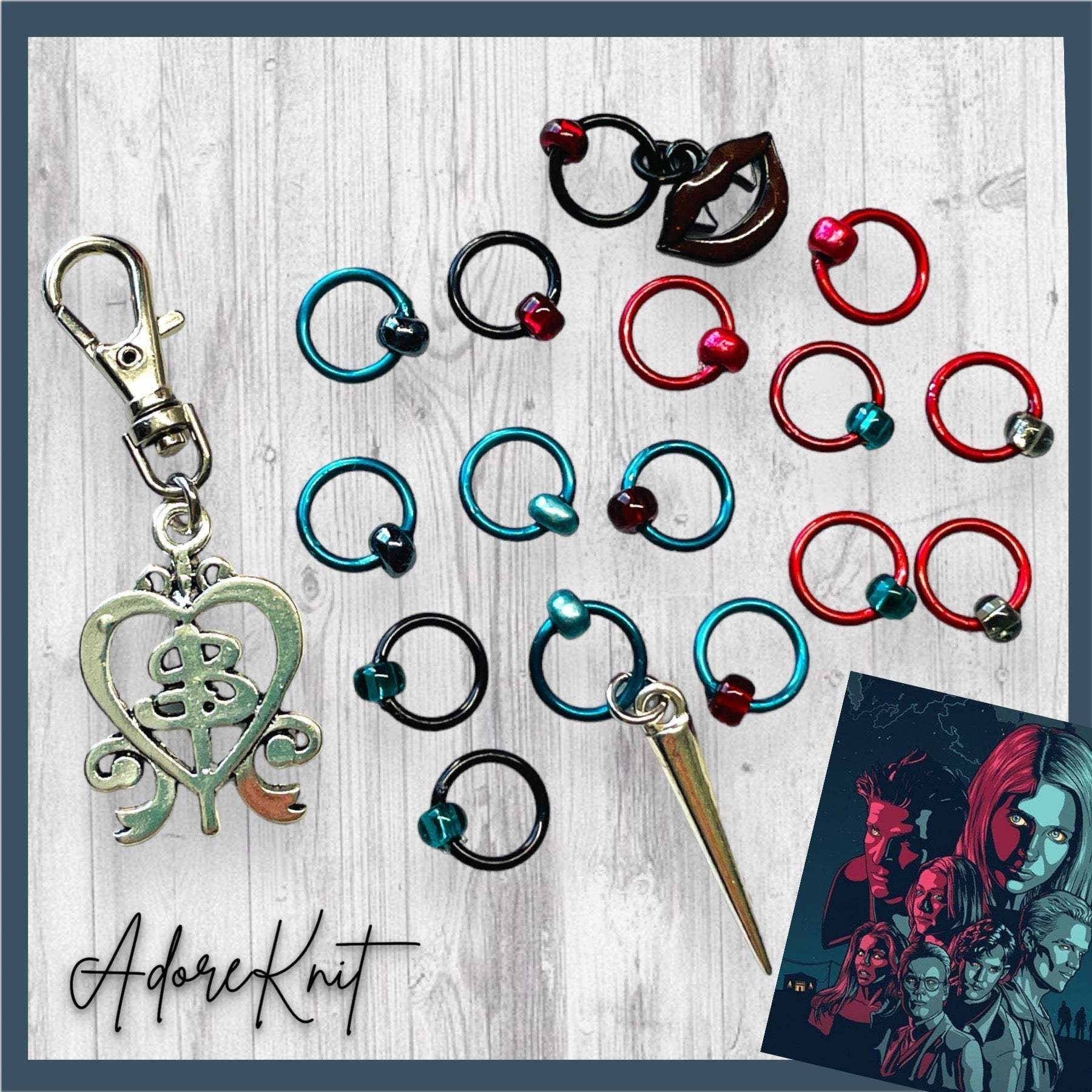 Vampire Slayer Progress and Stitch Markers - AdoreKnit