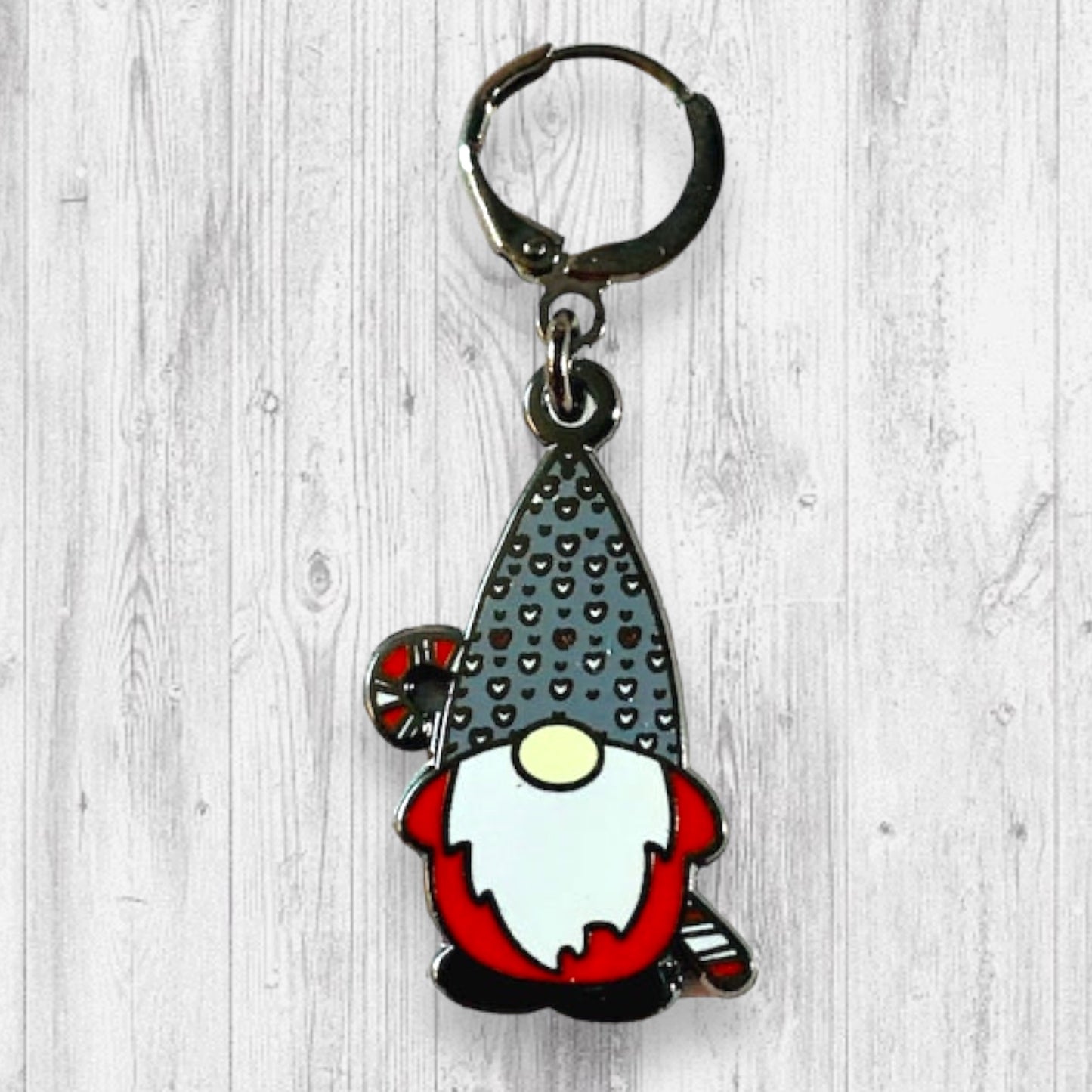 2022 Pigskin Party Candy Cane Christmas Gnome Progress and Stitch Markers Red LG - AdoreKnit