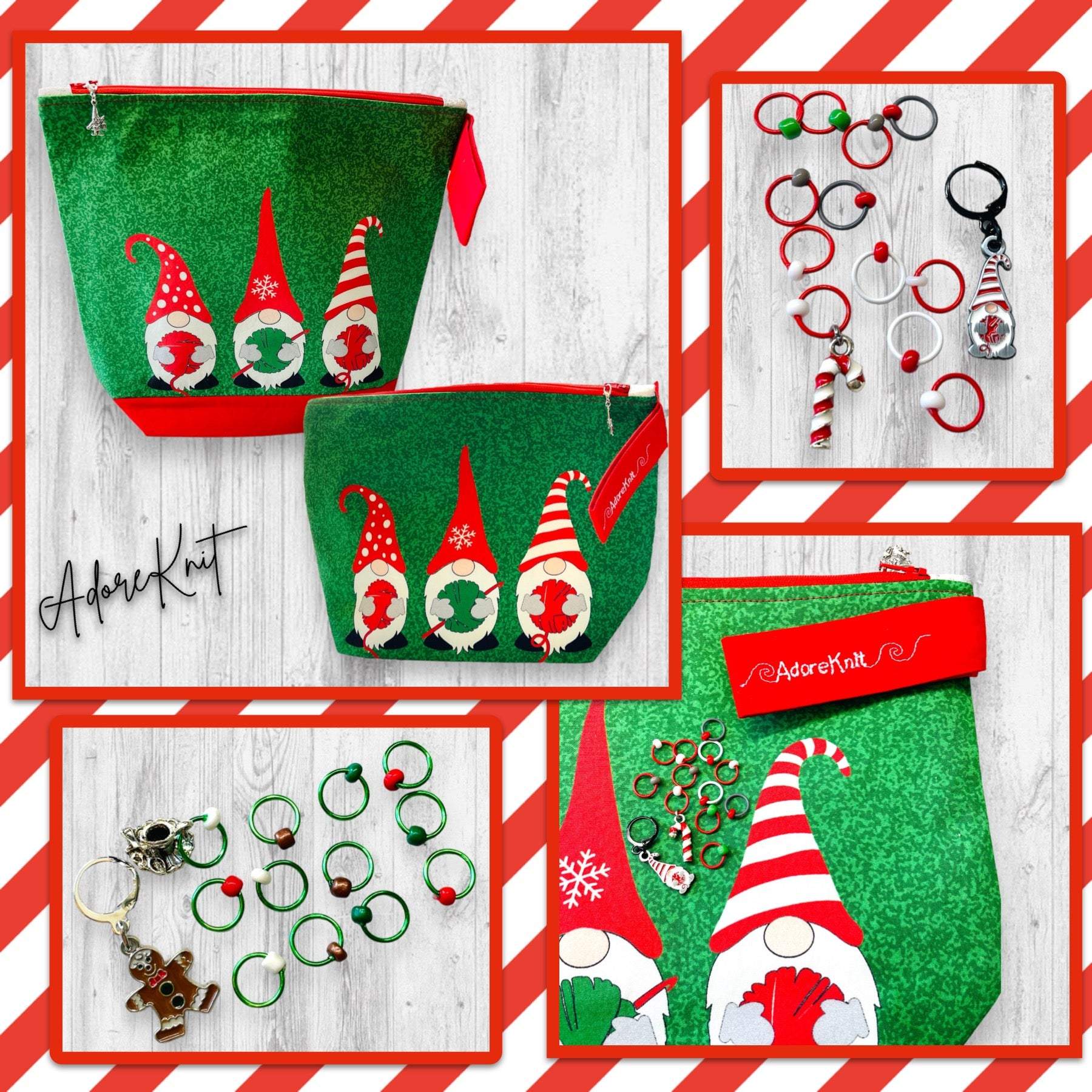 Peppermint Gnome Progress and Stitch Markers too - AdoreKnit