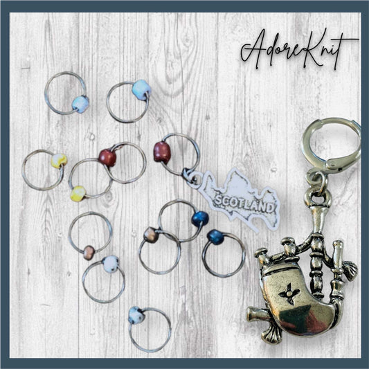 Sing Me a Song of a Lass Progress and Stitch MarkersAdoreKnitSing Me a Song of a Lass that is gone Progress and Stitch Markers. Inspired by the "Boat Skye Song". The song is a Jacobite lament describing how Bonnie Prince ChaLass Progress