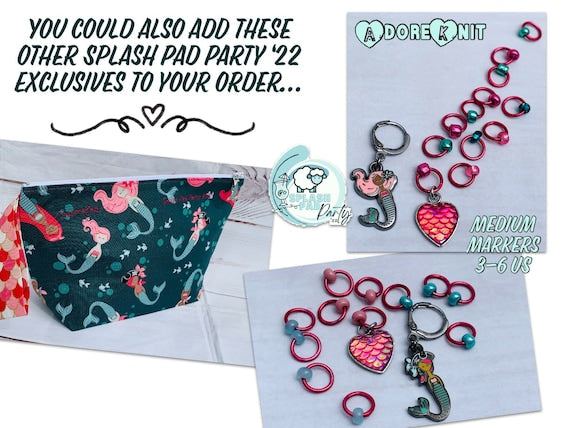 You're Mer-Mazing Progress & Stitch Markers, 2022 Splash Pad Party LGAdoreKnit2022 You're Mer-Mazing Progress & Stitch Markers were the Exclusive marker set for the 2022 DCS Splash Pad Party! Join us as we Knitting-a-long with the Down CelMer-Mazing Progress & Stitch Markers, 2022 Splash Pad Party LG