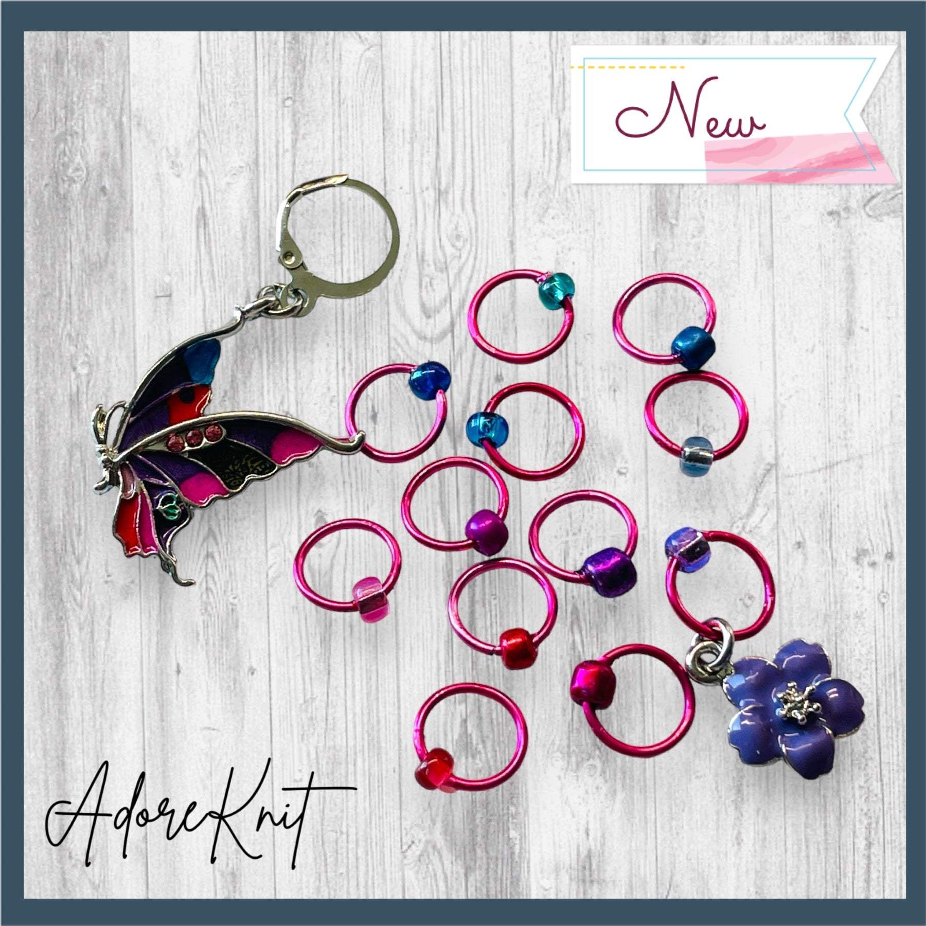 Float Like A Butterfly Progress and Stitch MarkersAdoreKnitFloat Like A Butterfly Progress and Stitch Markers.  The famous Muhammad Ali quote inspired this set, "Float like a Butterfly, sting like a bee."  It seems last summButterfly Progress